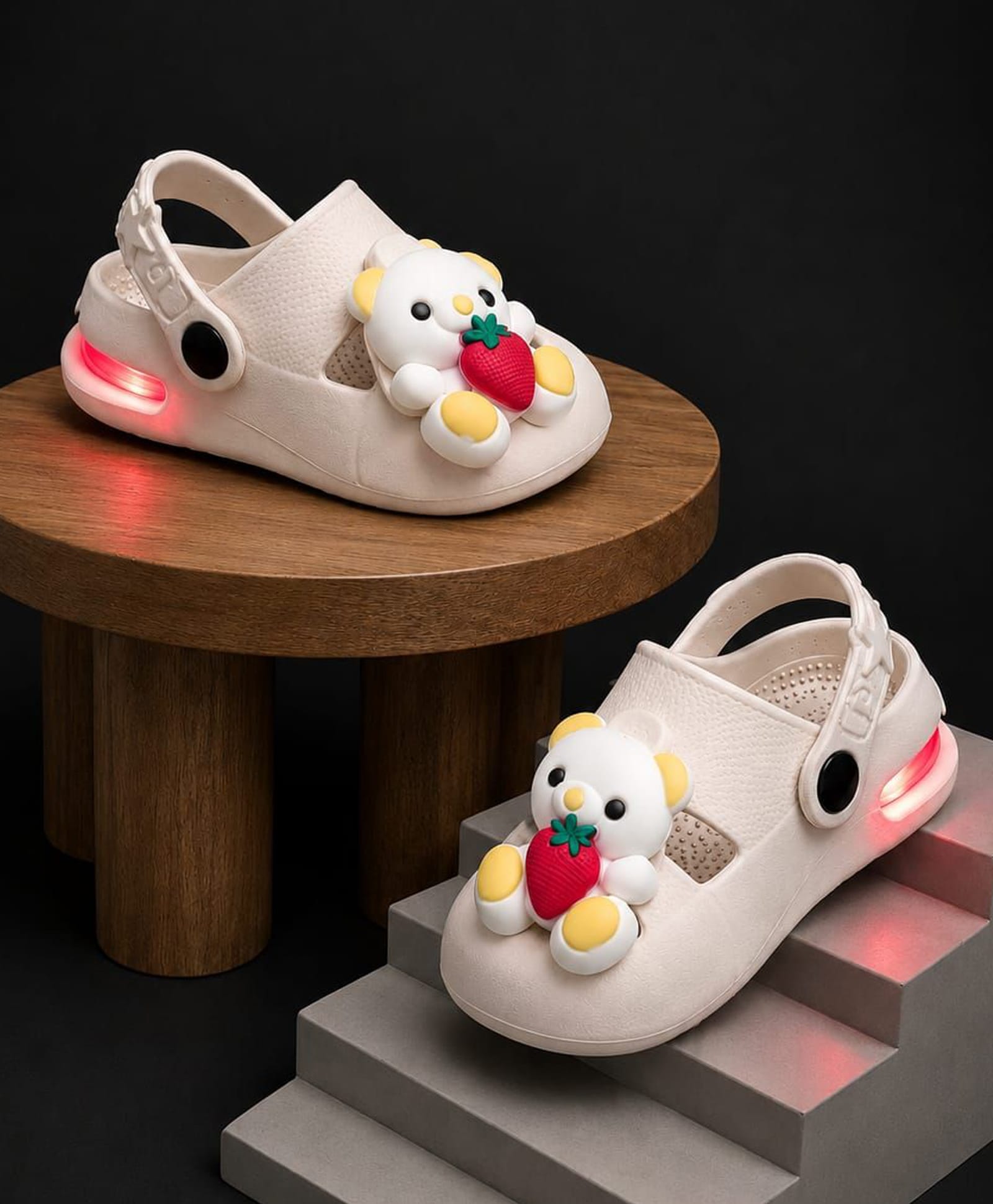 NEW STEPS Bunny Applique Detailed Slingback LED Clogs - Beige-picture-11