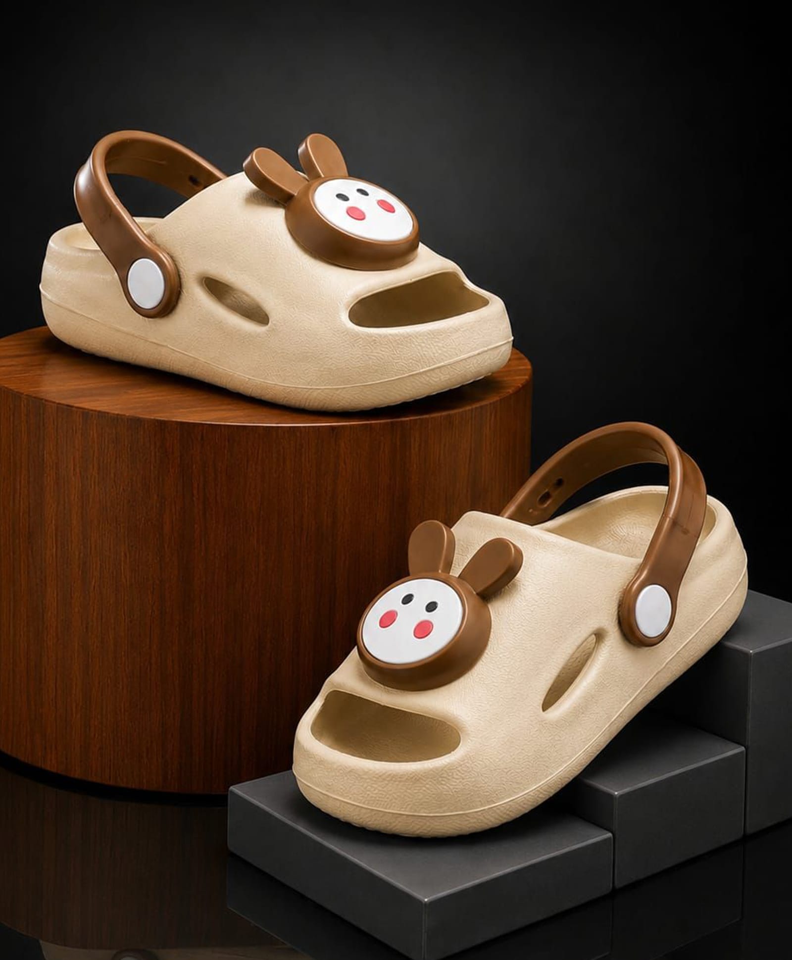 NEW STEPS Bunny Applique Detailed Perforated Slingback Clogs - Beige-picture-31