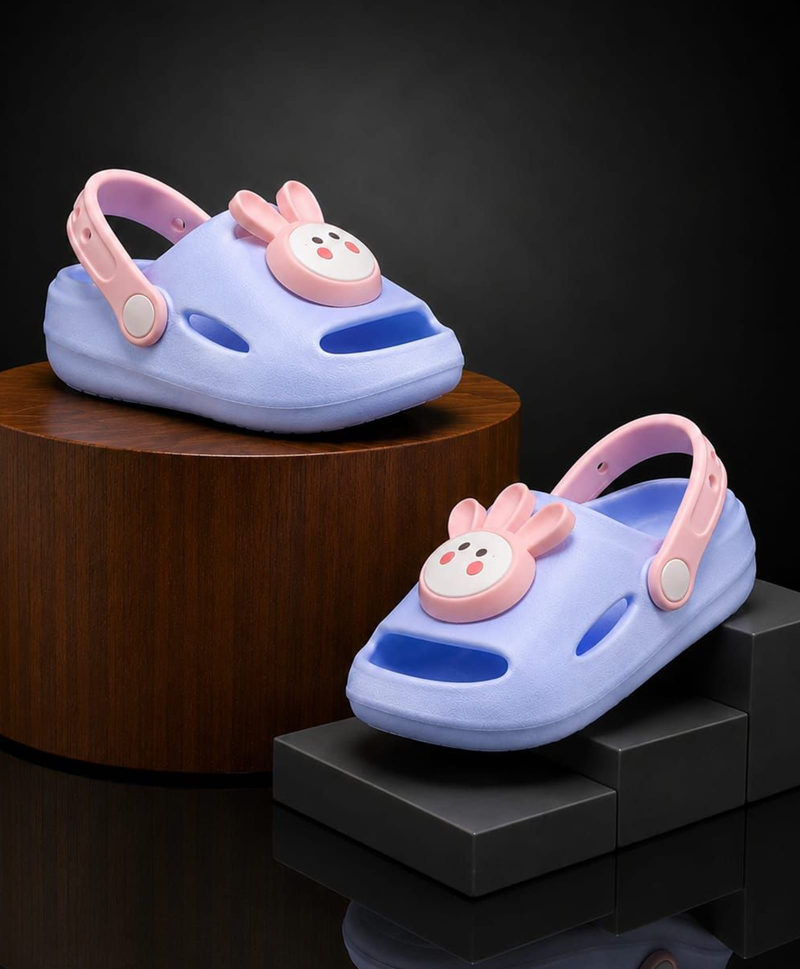 NEW STEPS Bunny Applique Detailed Perforated Slingback Clogs - Sky Blue-picture-33