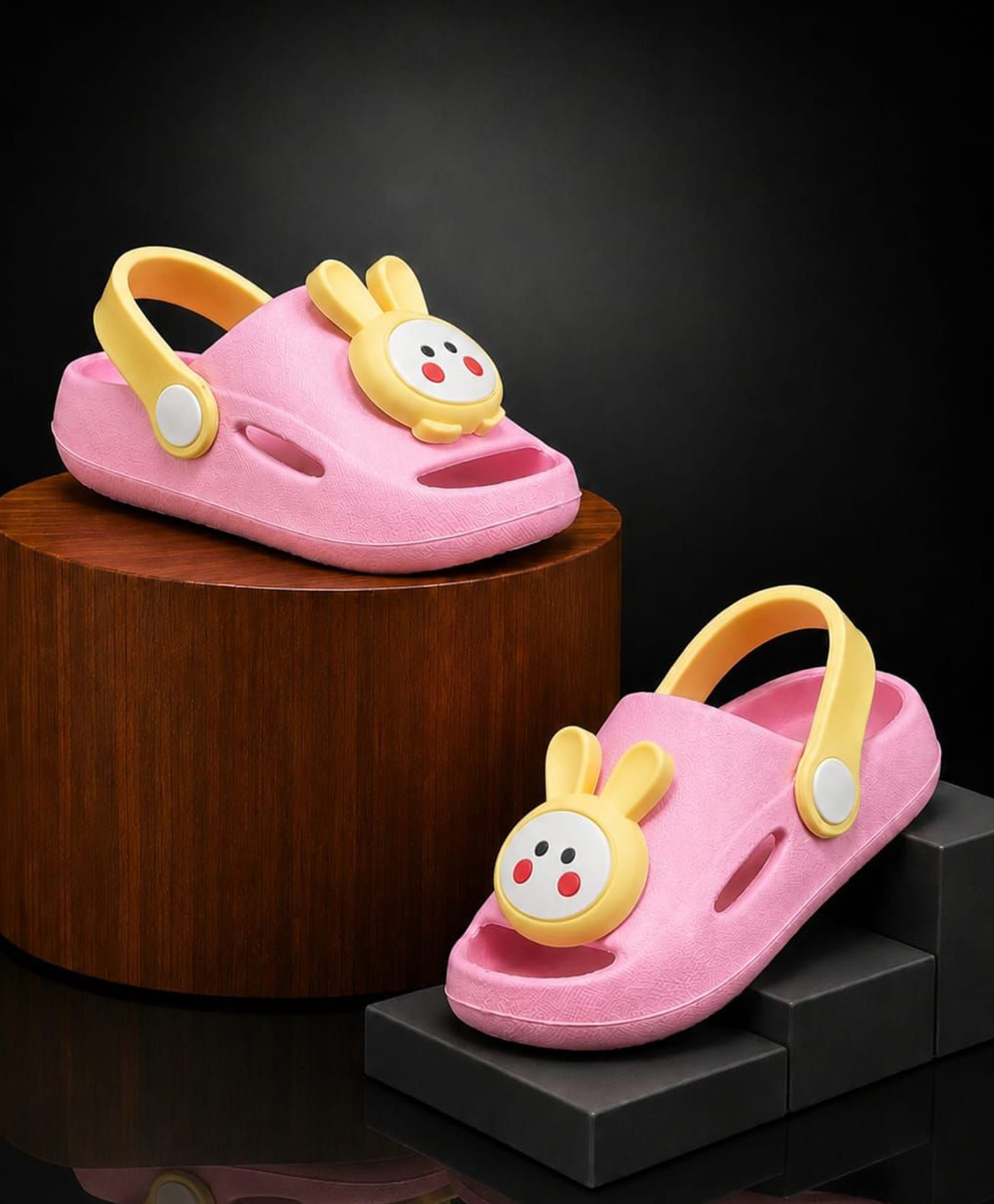 NEW STEPS Bunny Applique Detailed Perforated Slingback Clogs - Pink-image-32