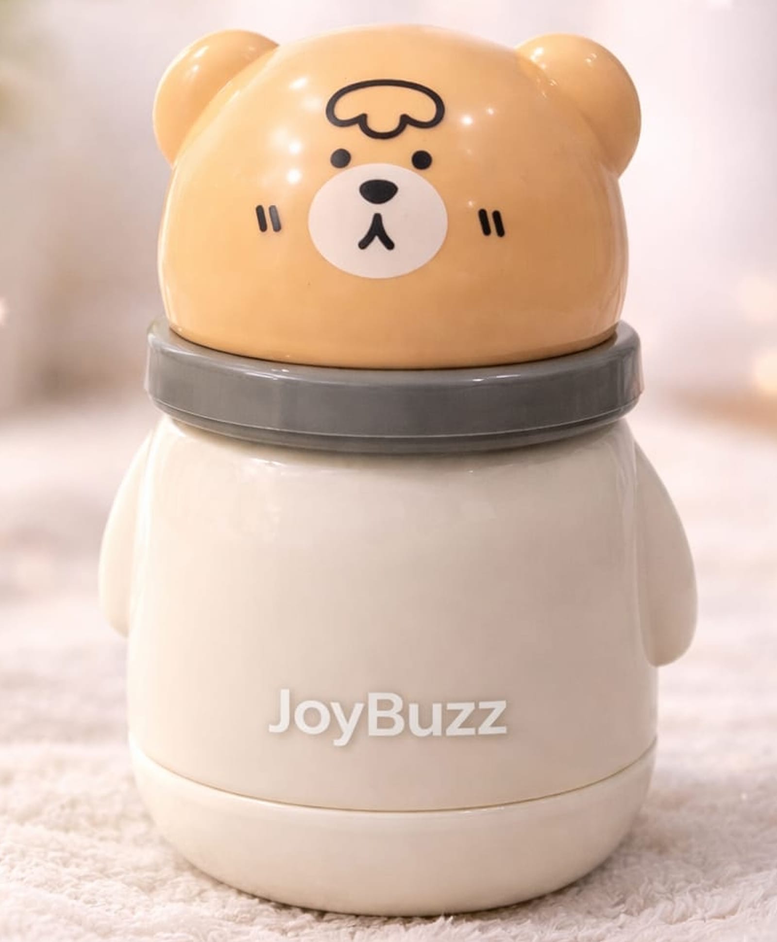 Joy Buzz Baby Powder Puff with Container | Soft & Gentle | BPA Free | Cute Bear Design | For Newborn & Infants - Blue-image-5