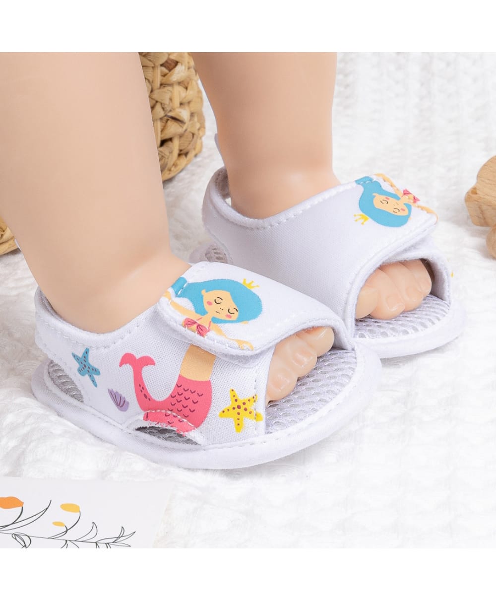 Neska Moda Mermaid Designed Velcro Closure Sandals - White-picture-6
