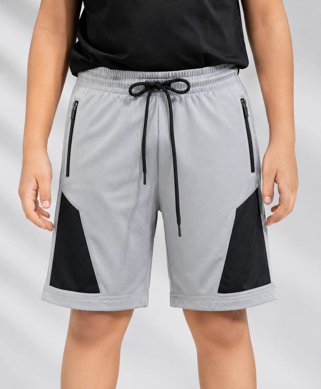 RISH Knit Colour Blocked Shorts - Grey & Black-picture-5