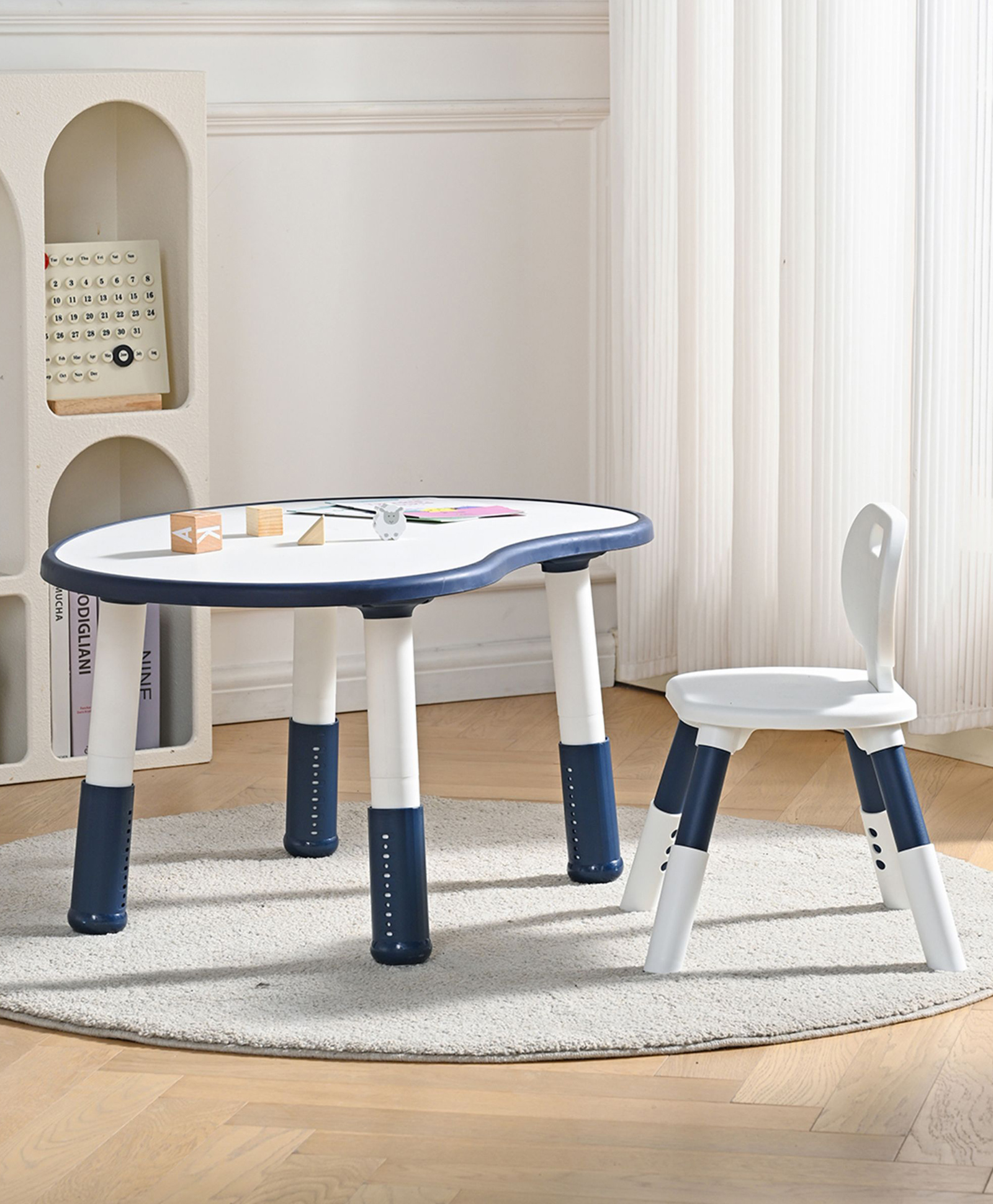 TINSY AquaProof Kids Study & Play Table Chair Set | Suitable for 2-6 years old | Heavy-Duty Engineered Polymer Construction | Soft-Touch Surface | Comfortable & Durable Furniture | Blue (Up to 50 Kgs)