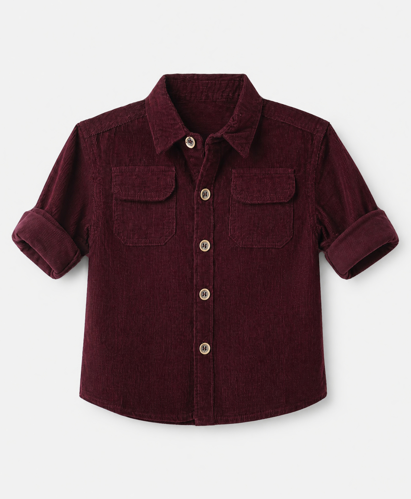 Babyhug 100% Cotton Woven Full Sleeves Corduroy Solid Shirt - Wine