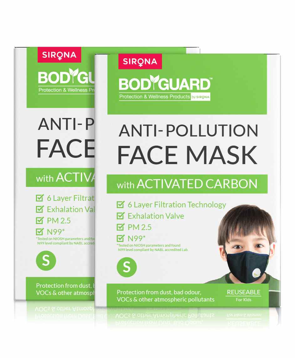 BodyGuard Small N99 + PM2.5 Anti Pollution Face Maskwith 6 Layer Protection Activated Carbon Pack of 2 - Black-image-28