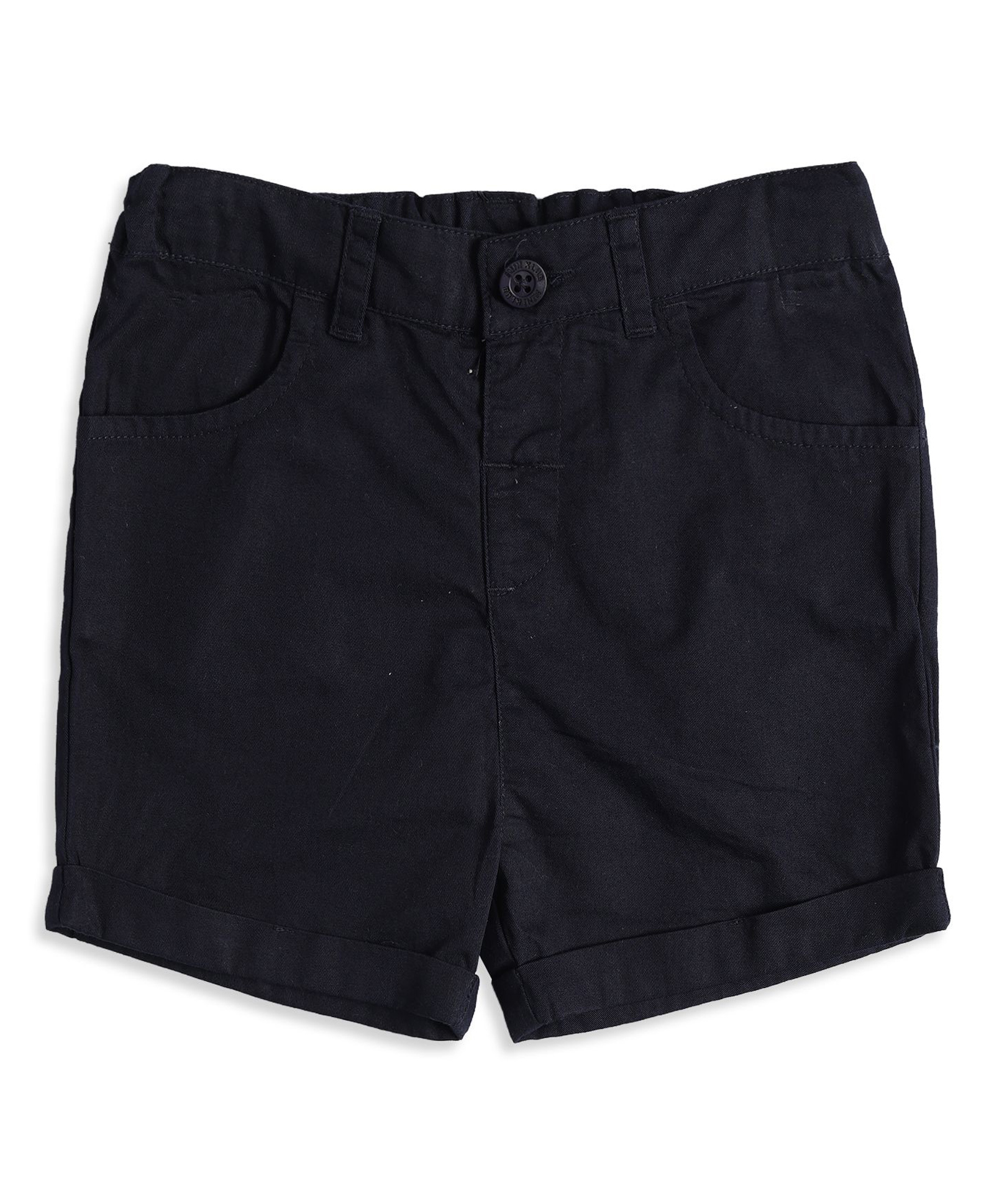 MINI KLUB Cotton Blend Woven Solid Shorts - Black-picture-30