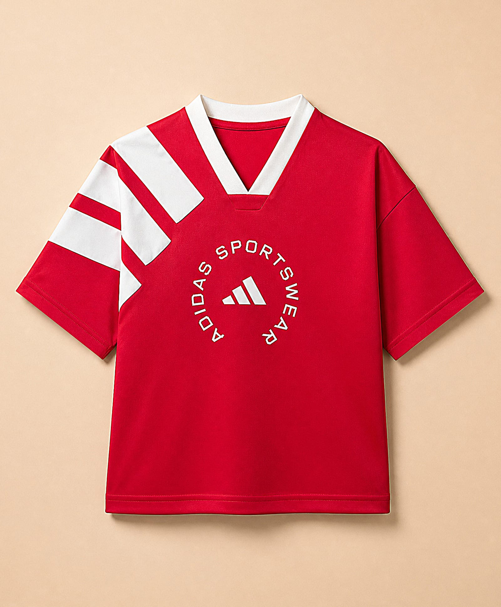ADIDAS KIDS Knit Half Sleeves Drop Shoulder Sleeves T-Shirt with Adidas Sportswear Print - Red-picture-11