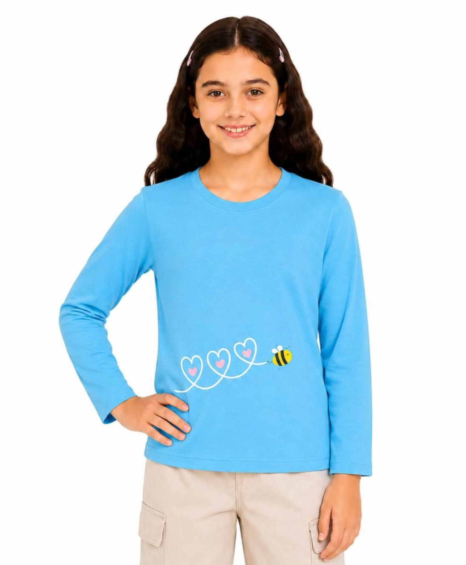 Buy NUSYL Cotton Blend Knit Full Sleeves Bumblebee In Love Printed