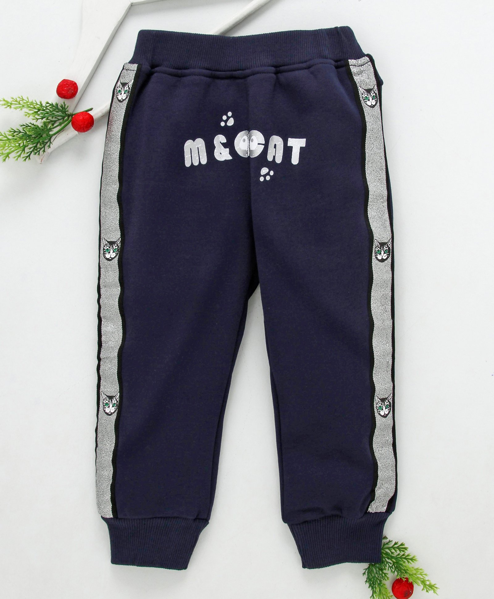 Meng Wa Side Cat Print Full Length Bottom - Navy Blue-image-20