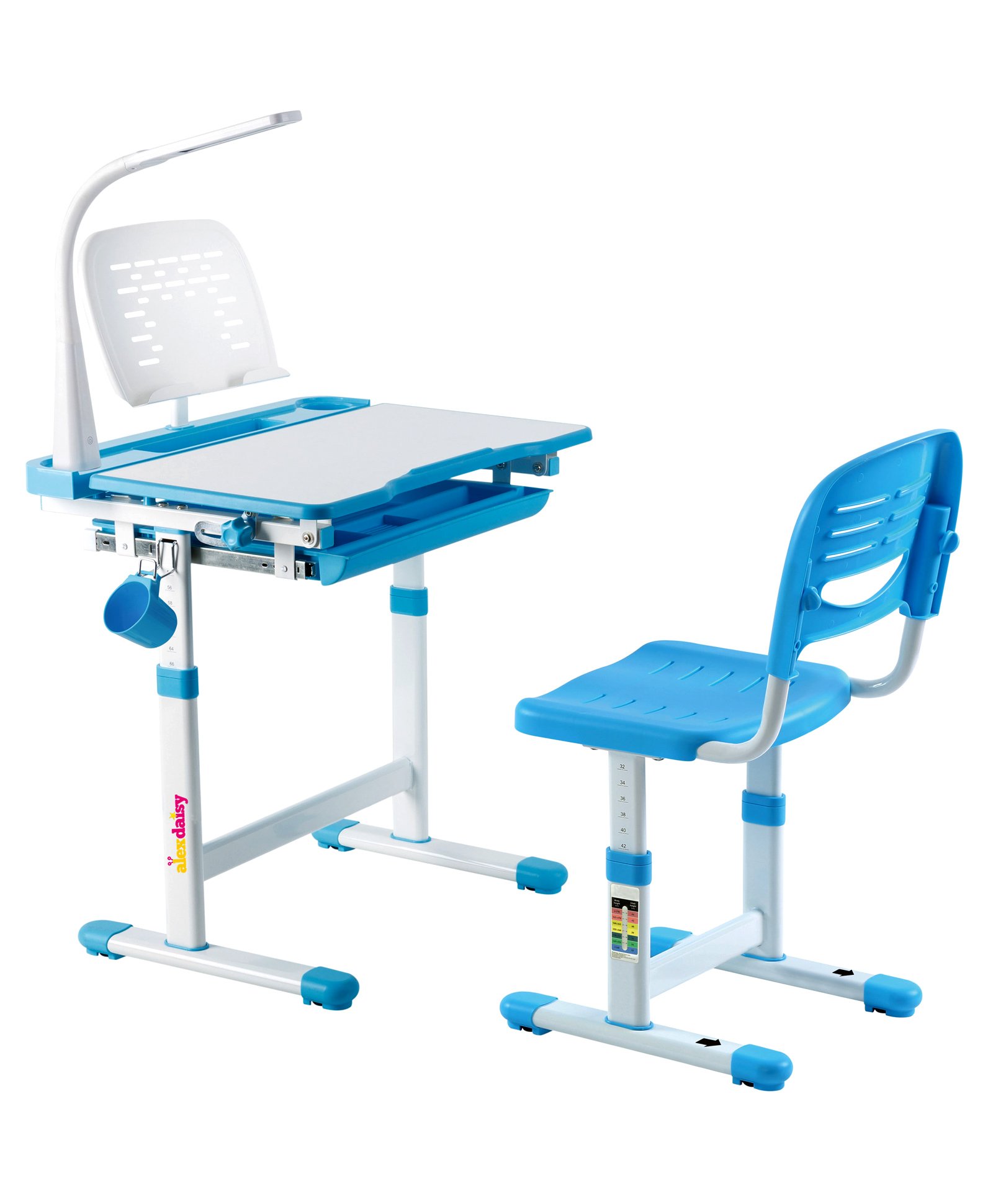 alex daisy by tiffany Alex Daisy Pluto Kids Height Adjustable Study Table & Chair With Lamp - Blue-picture-17