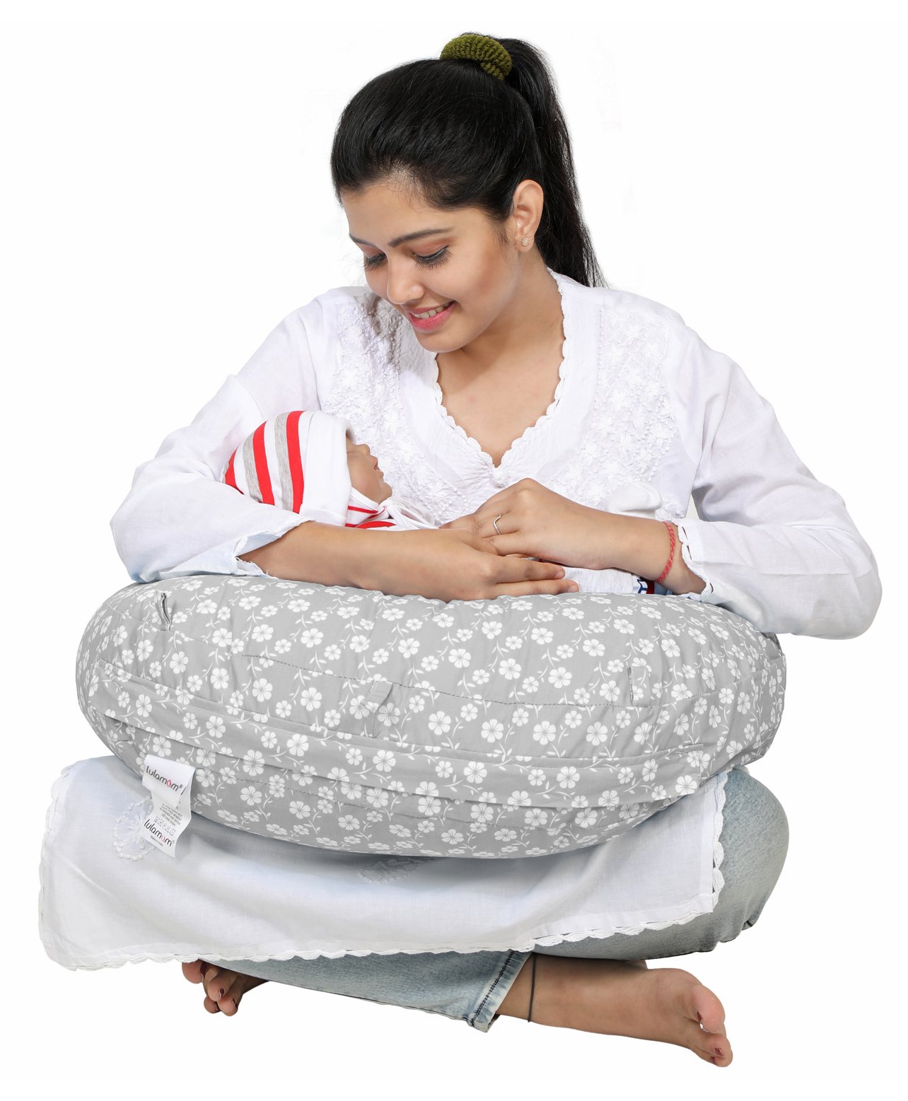 Lulamom Flowers Portable Comfortable Nursing Pillow - Grey-picture-6