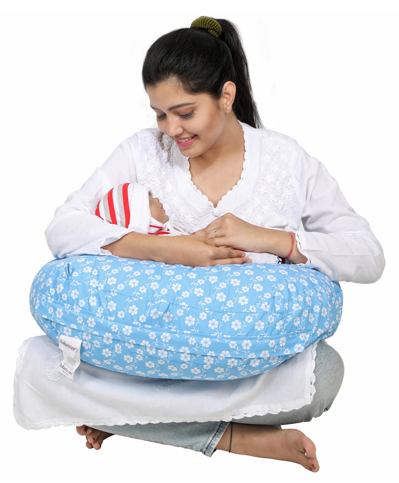 Lulamom Flowers Portable Comfortable Nursing Pillow - Blue-image-43