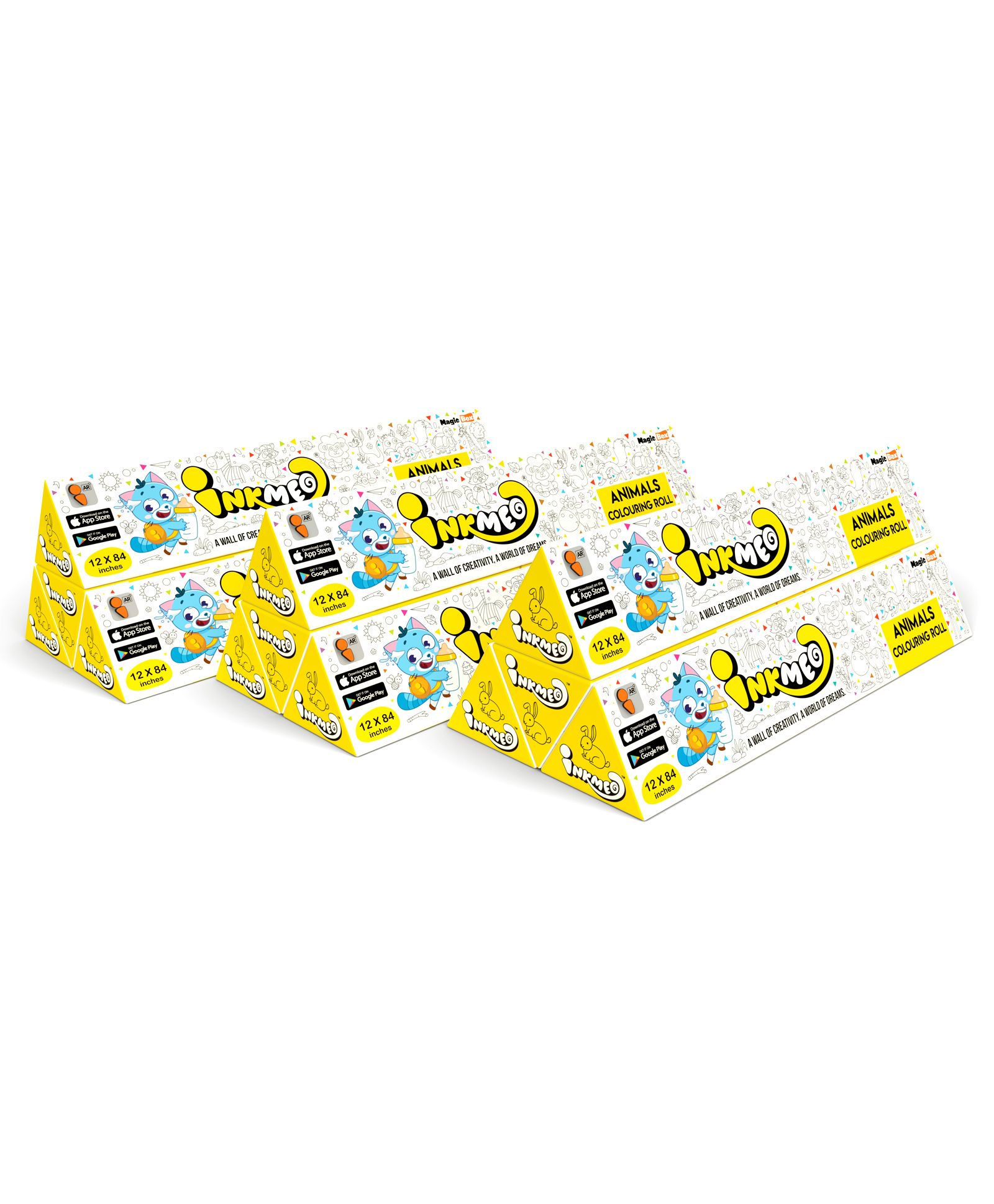 Inkmeo Reusable Animals Colouring Roll  Yellow White - Pack of 12-image-20