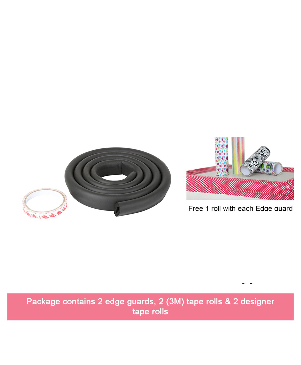safe-o-kid Unique High Density U Shaped Edge Guard Pack of 2 - Black-picture-2