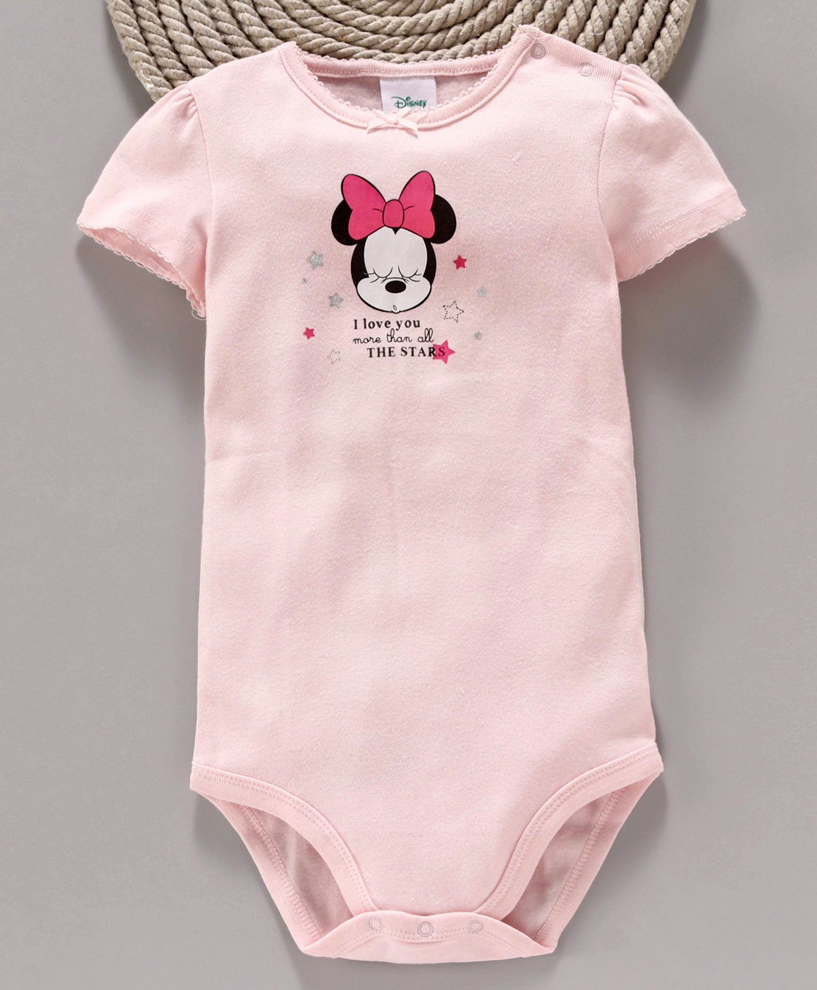 Fox Baby Short Sleeves Onesie Minnie Mouse Print - Light Pink-image-25