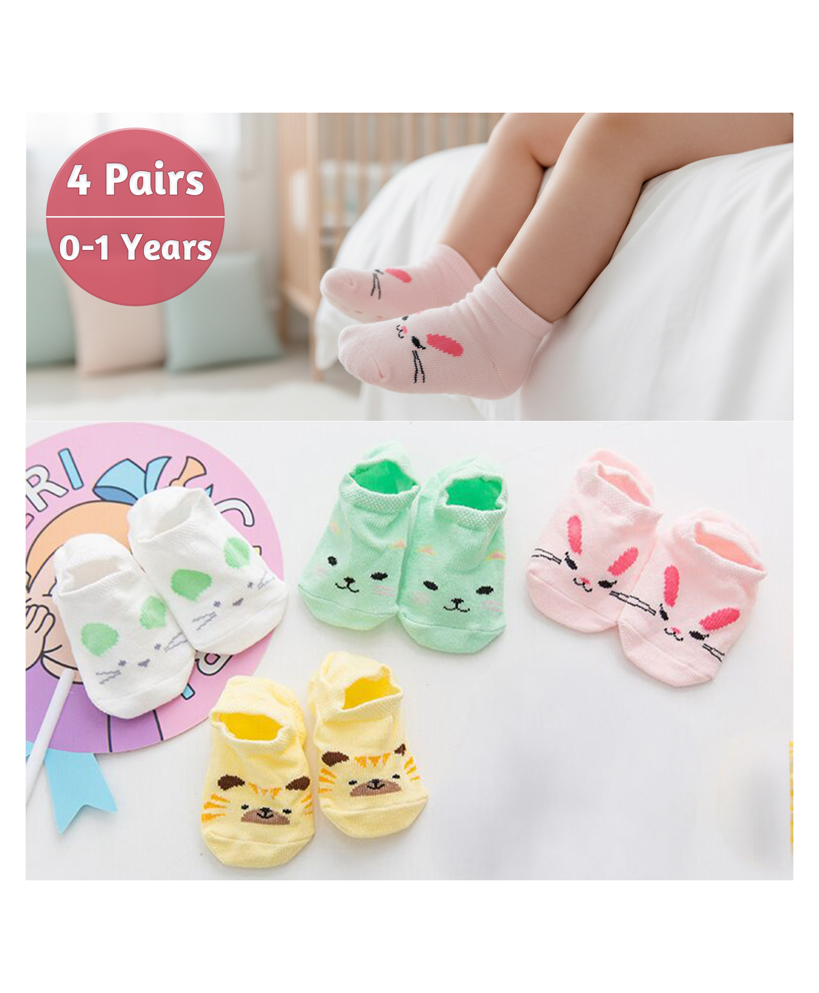 Syga Ankle Length Socks 4 Pairs - Multicolour-image-12