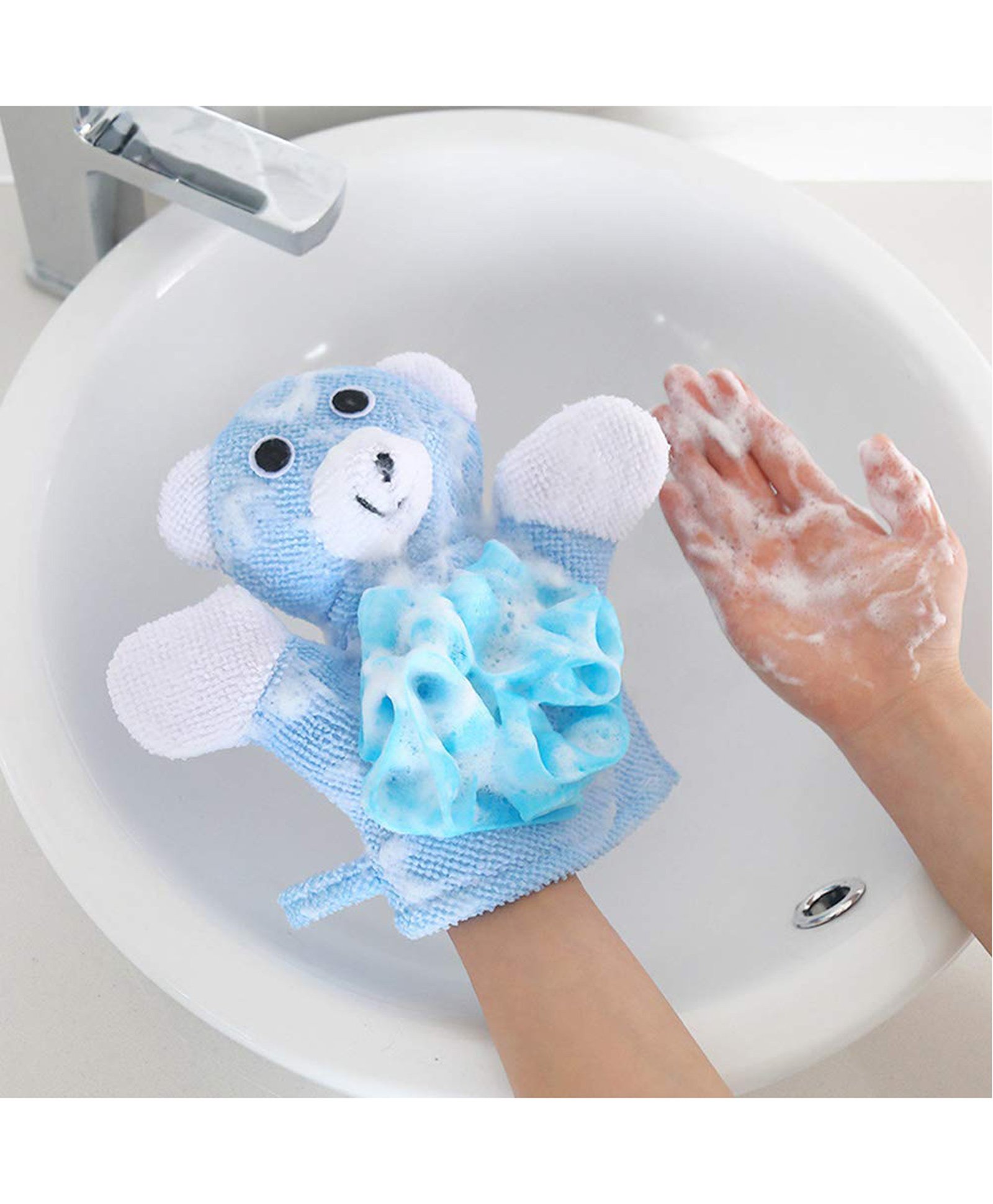 Syga Teddy Face Bath Glove - Blue-image-20