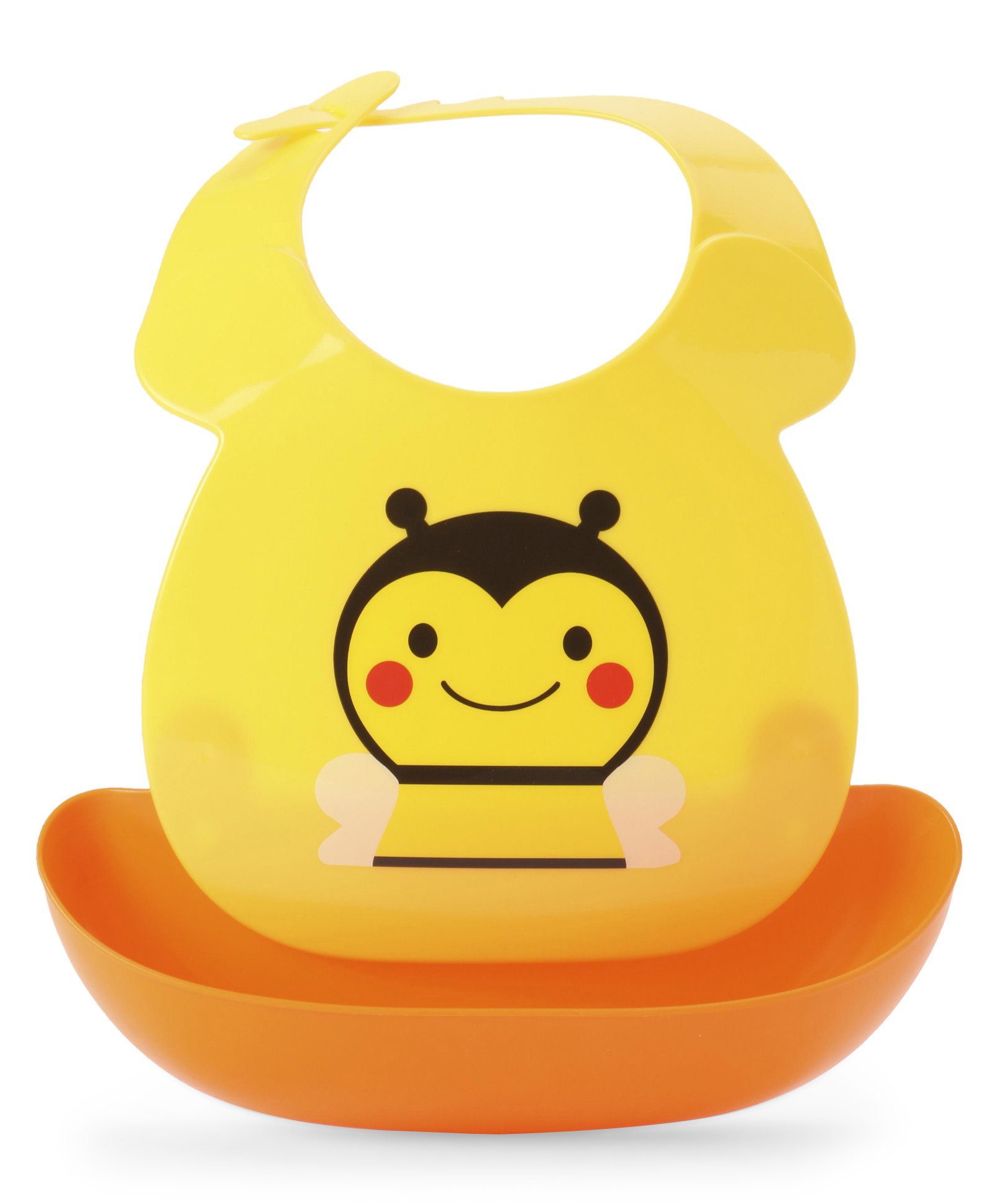 Babyhug Plastic Bib with Detachable Crumb Catcher Bee - Yellow-image-42