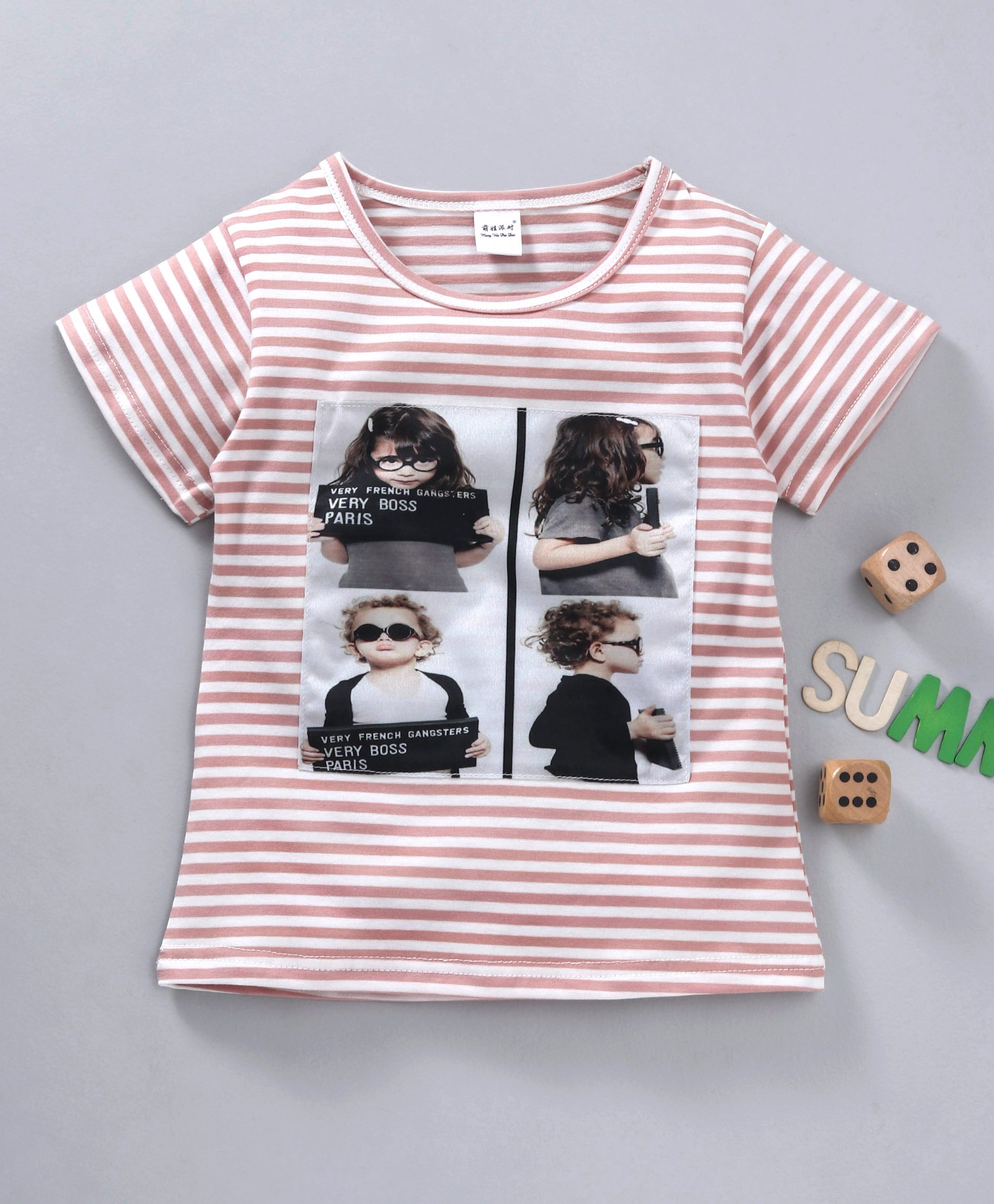 Meng Wa Short Sleeves Striped Tee - Brown White-picture-20