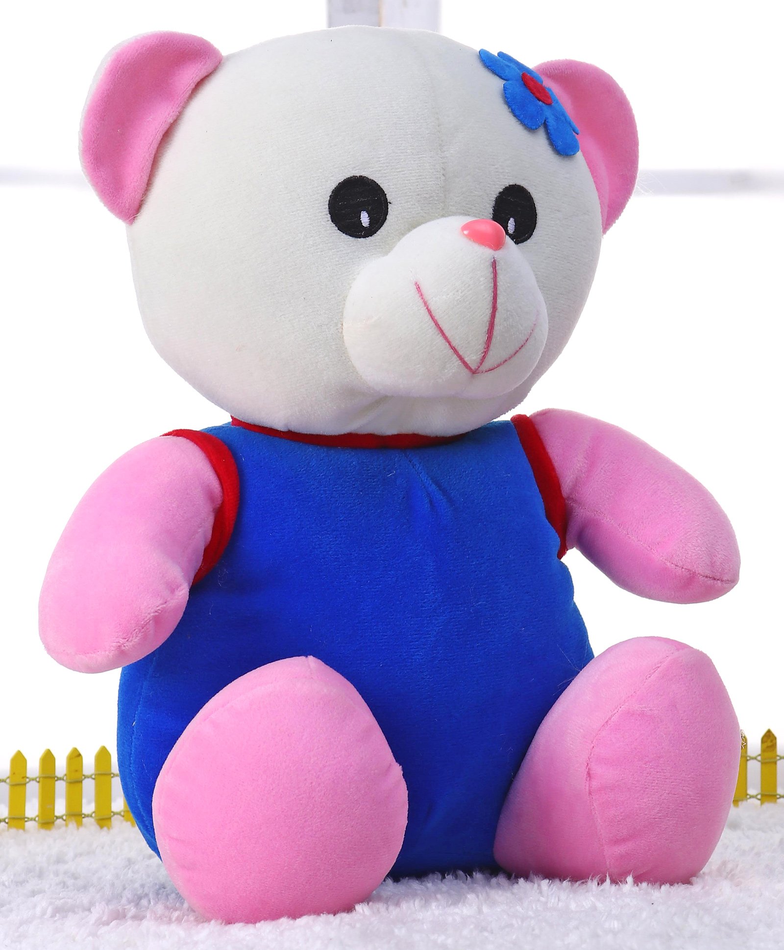 pink with blue teddy bear