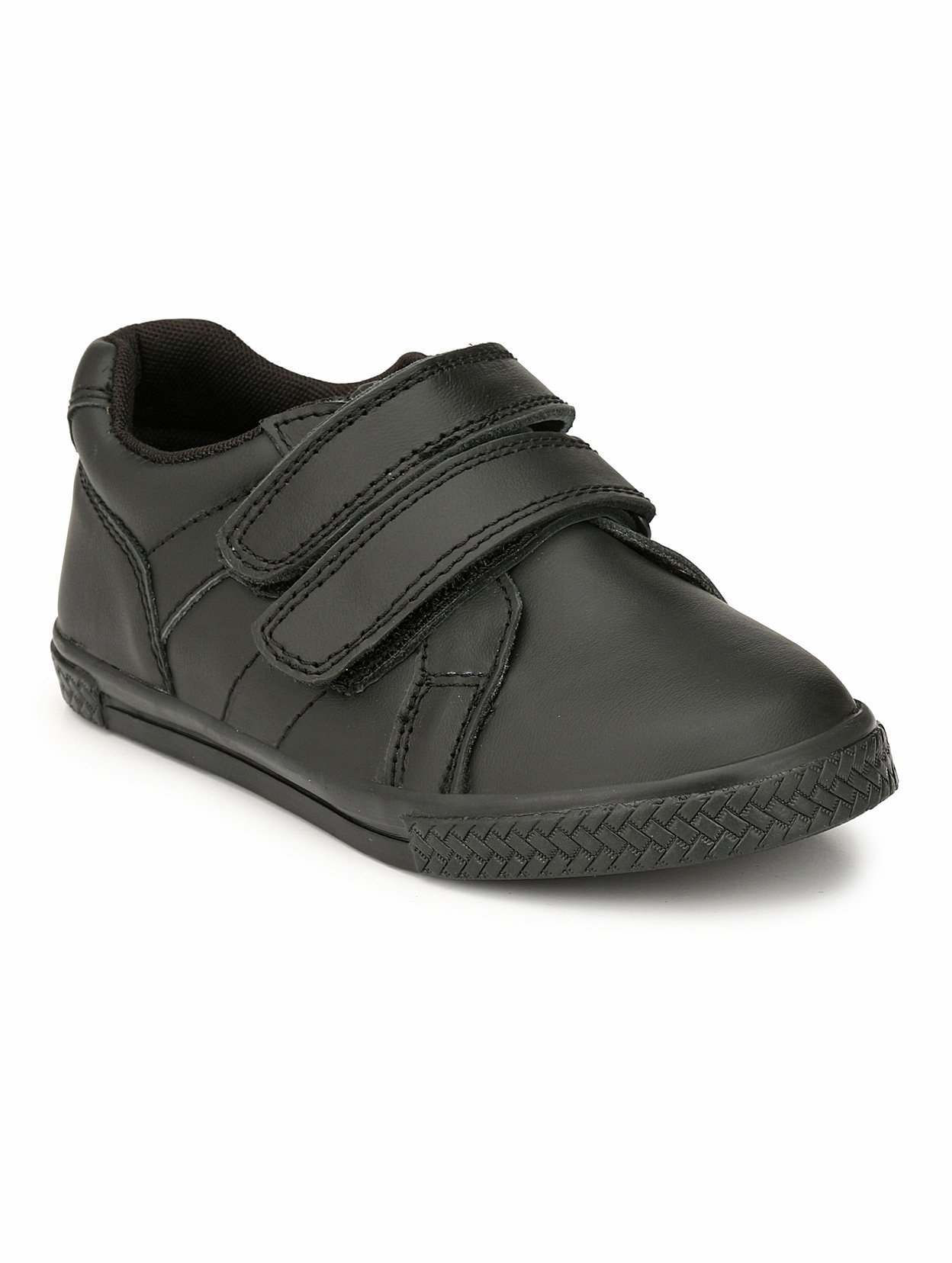 Tuskey Velcro Closure Solid School Shoes - Black