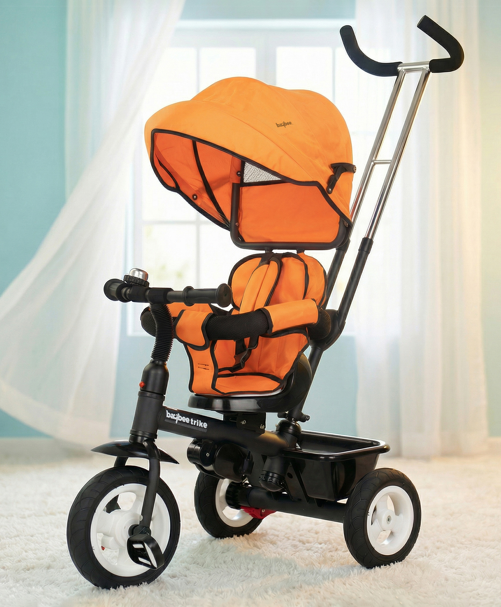Baybee Mario Sportz The Stylish 3 in 1 Plug & Play Tricycle With Canopy & Parent Control - Orange-image-17
