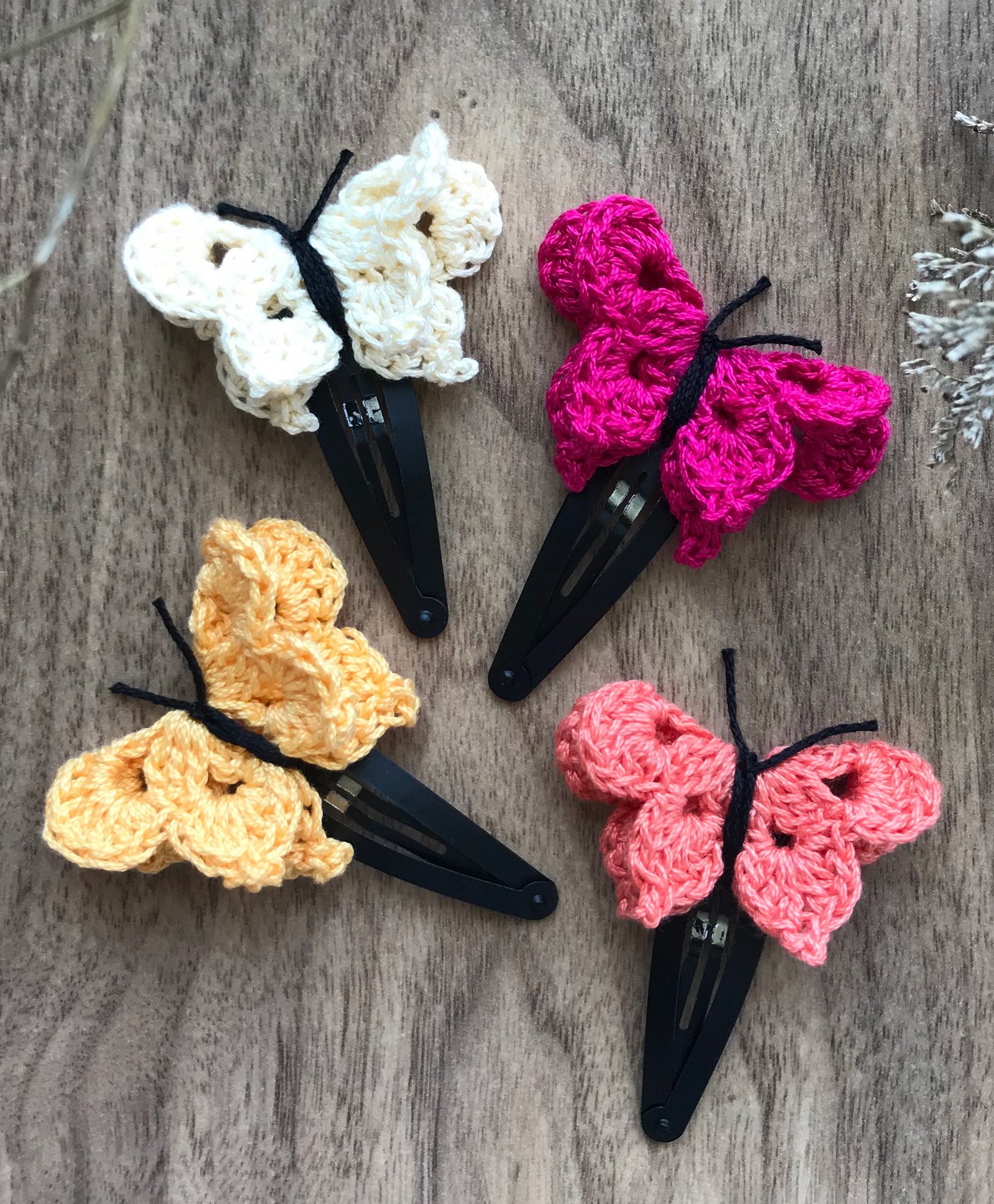 This And That By Vedika Set Of 4 Crochet Butterfly Hair Clips