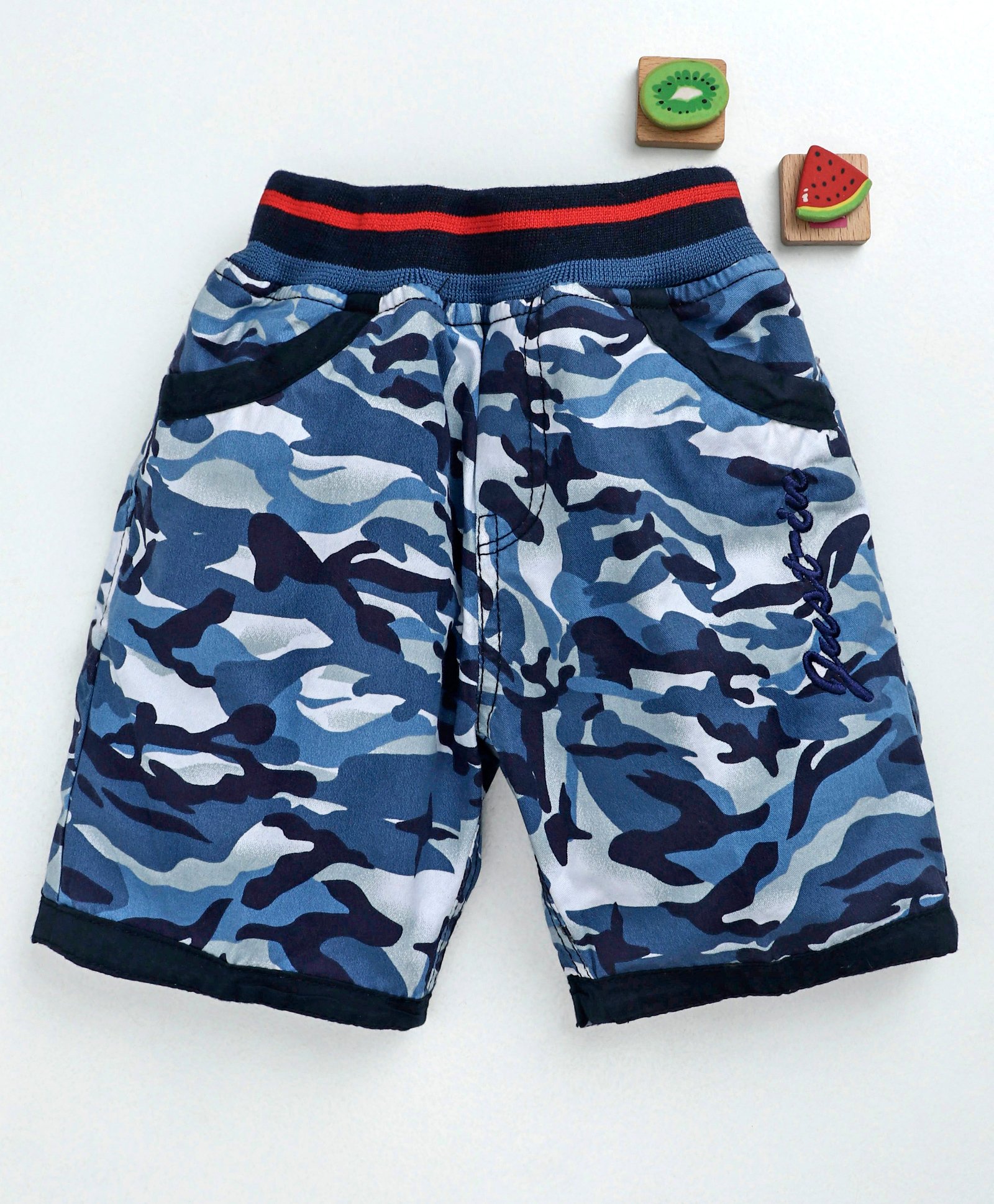 Olio Kids Camouflage Shorts Justice Embroidery - Blue-picture-24