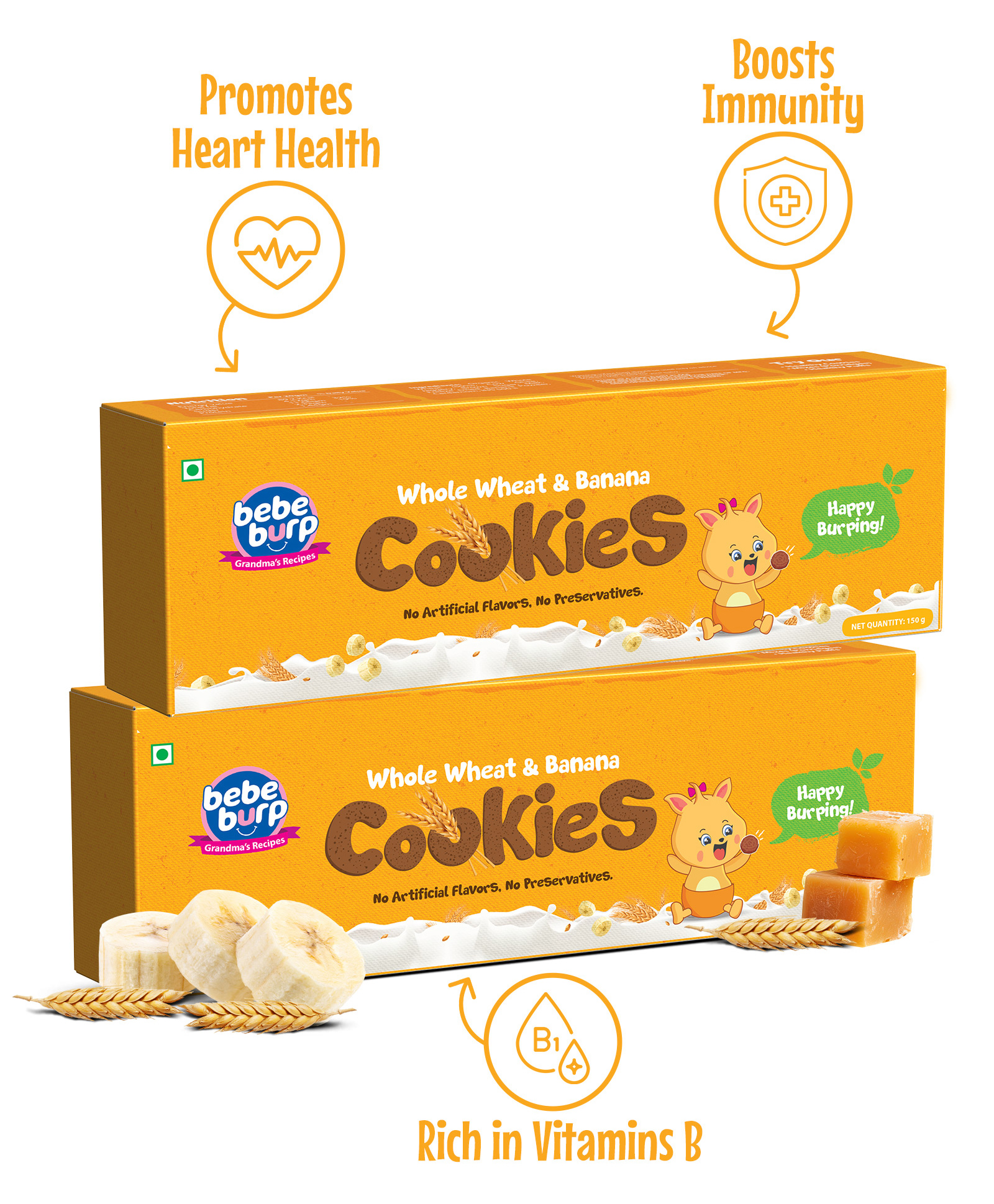 Bebe Burp Organic Baby Food Whole Wheat Cookies - Pack Of 2-picture-2