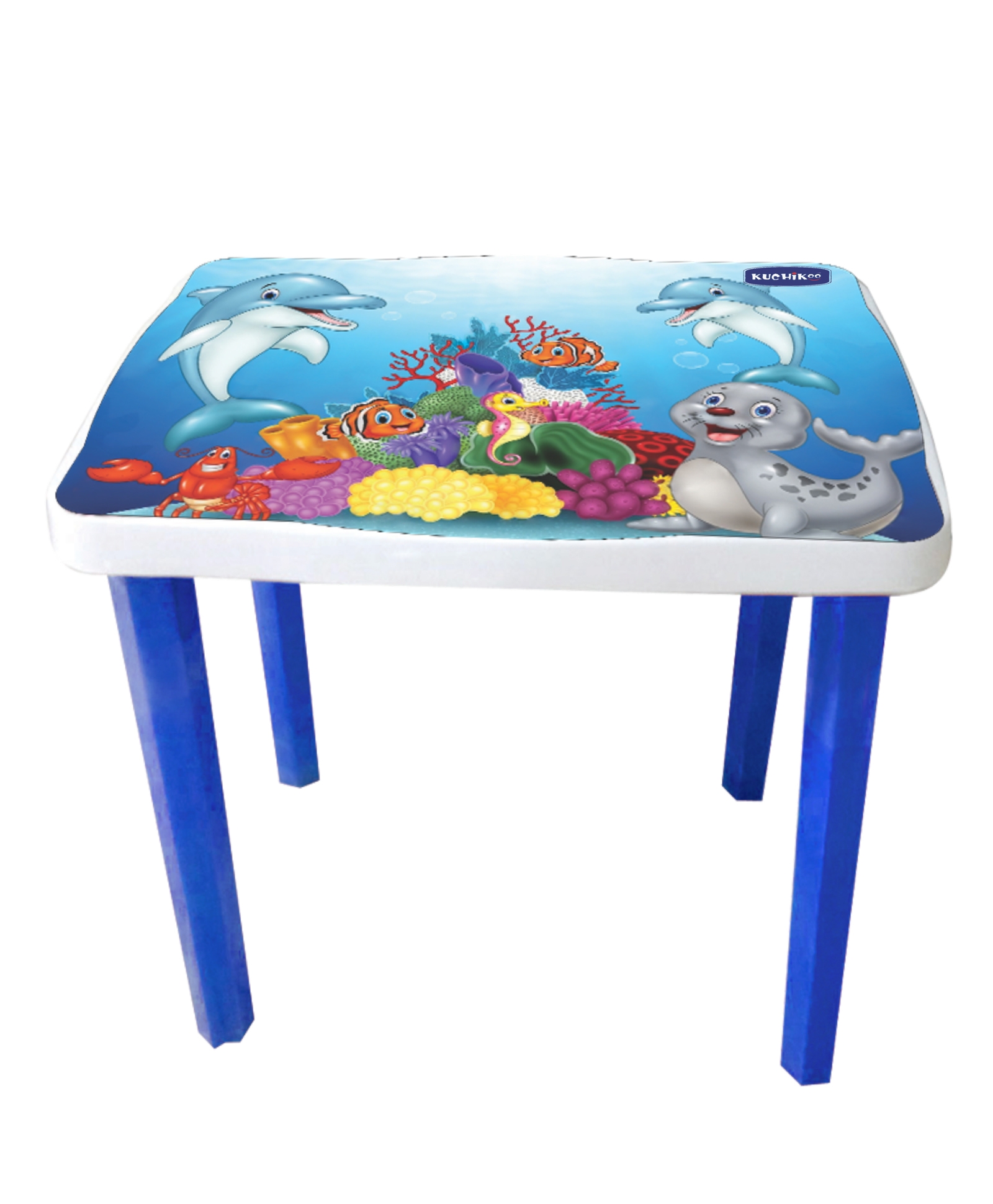 Kuchicoo Table Sea Animal Print - Blue-picture-18