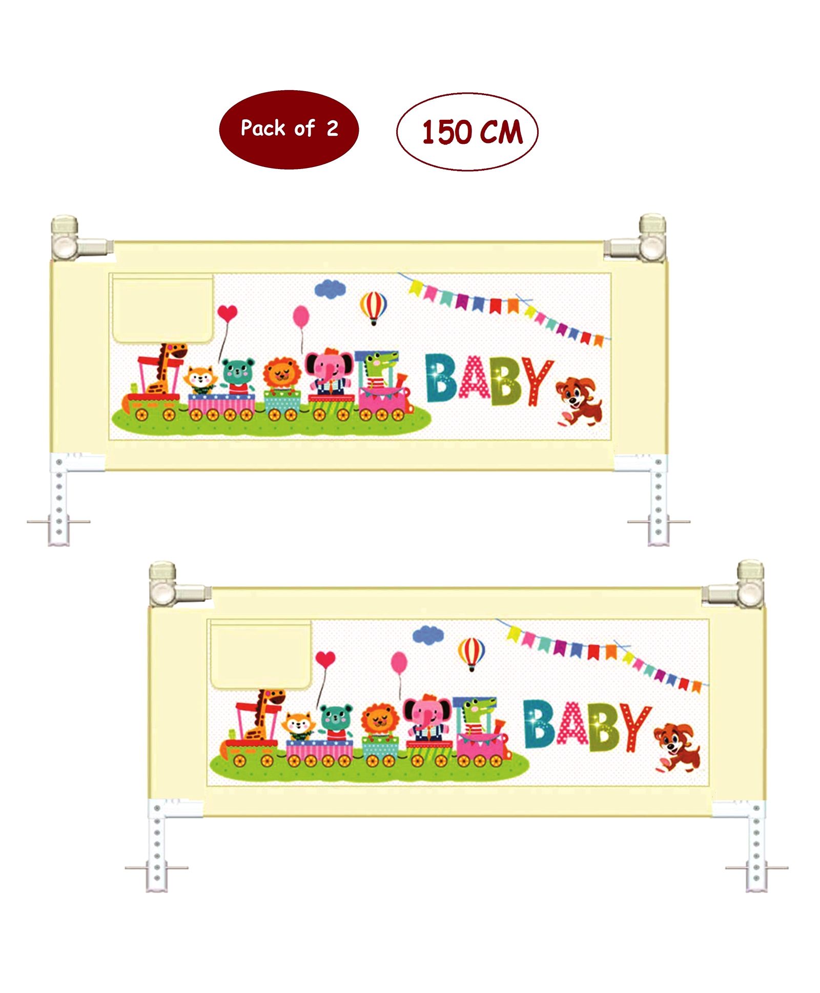 Syga 2 Pieces Baby Bed Rail 1.5 Meters - Cream-picture-24