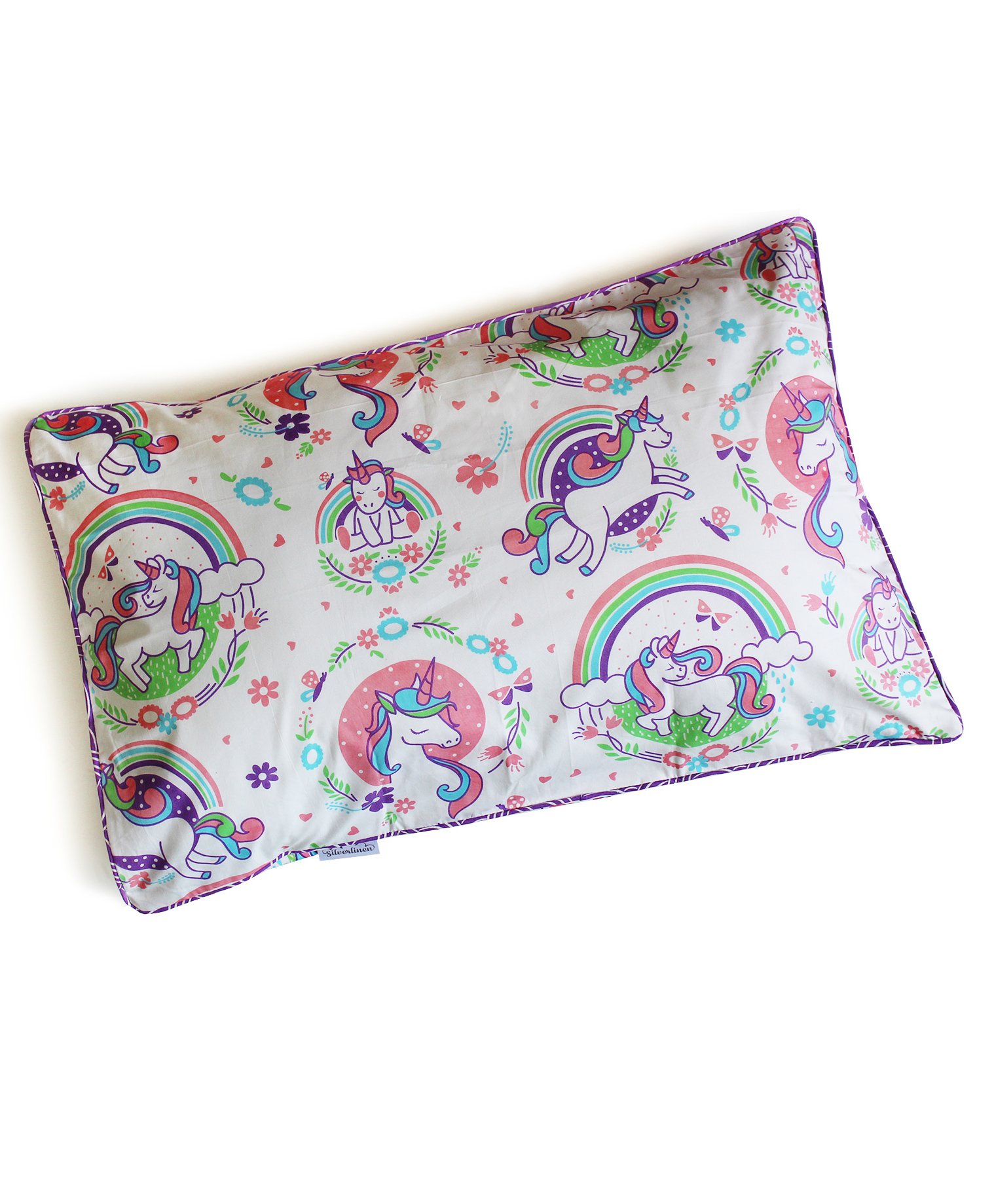 Silverlinen Unicorn & Rainbows Single Pillow Cover - Multicolour-image-1
