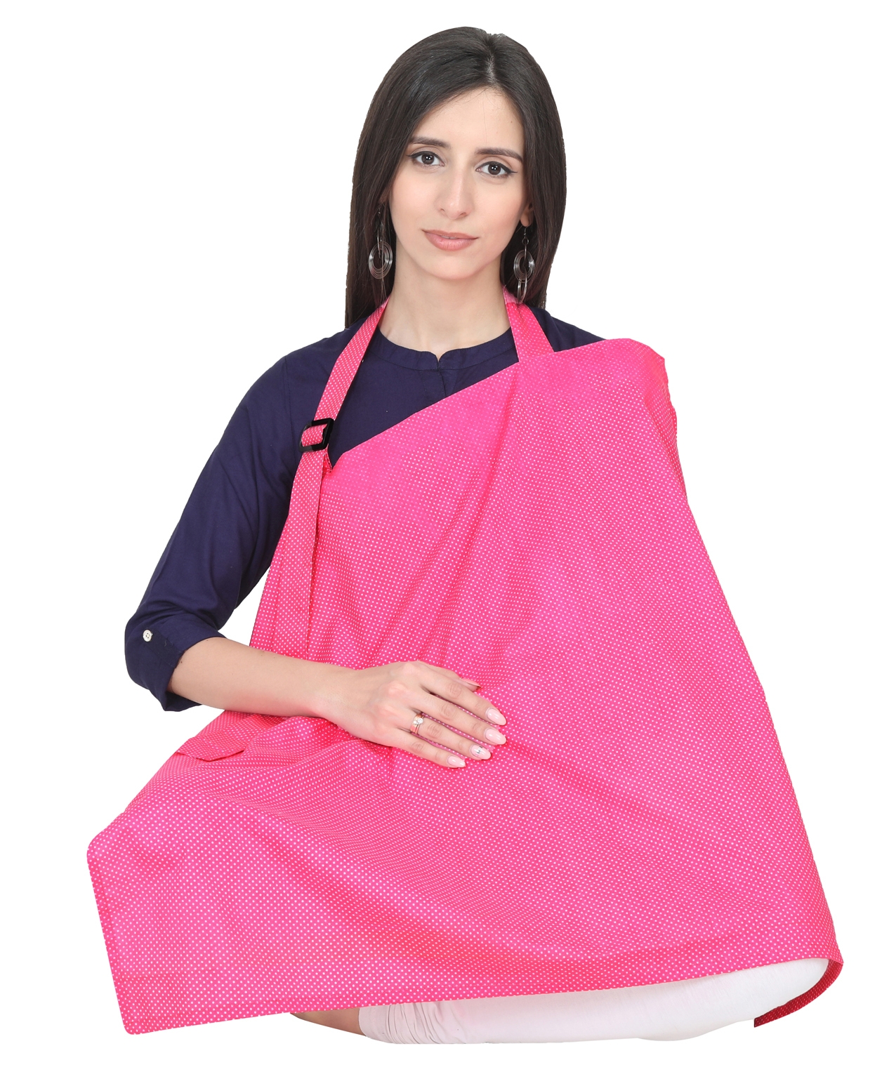 Lulamom Feeding & Nursing Cover Polka Print - Pink-picture-4