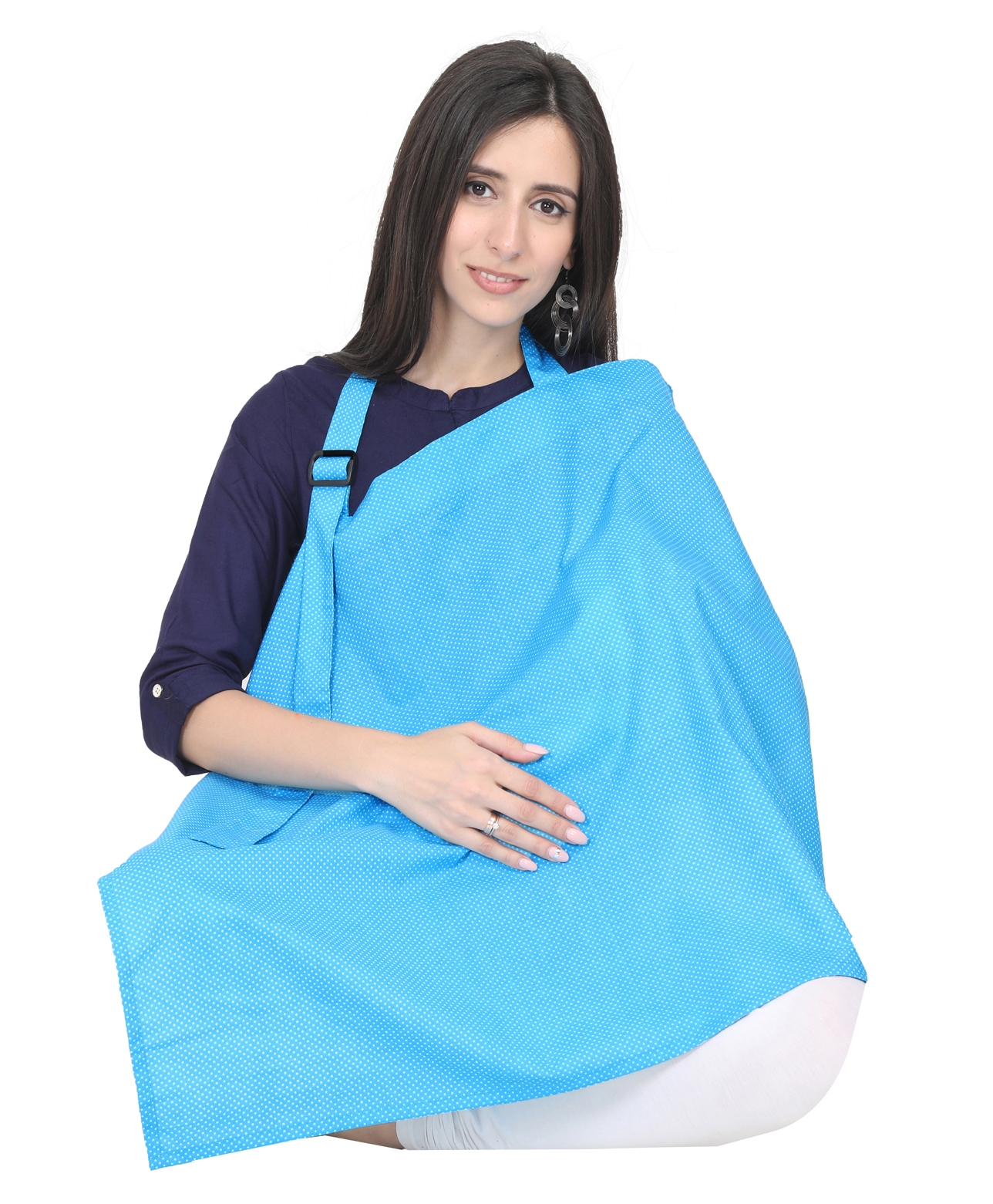 Lulamom Feeding & Nursing Cover Polka Print - Blue-picture-11