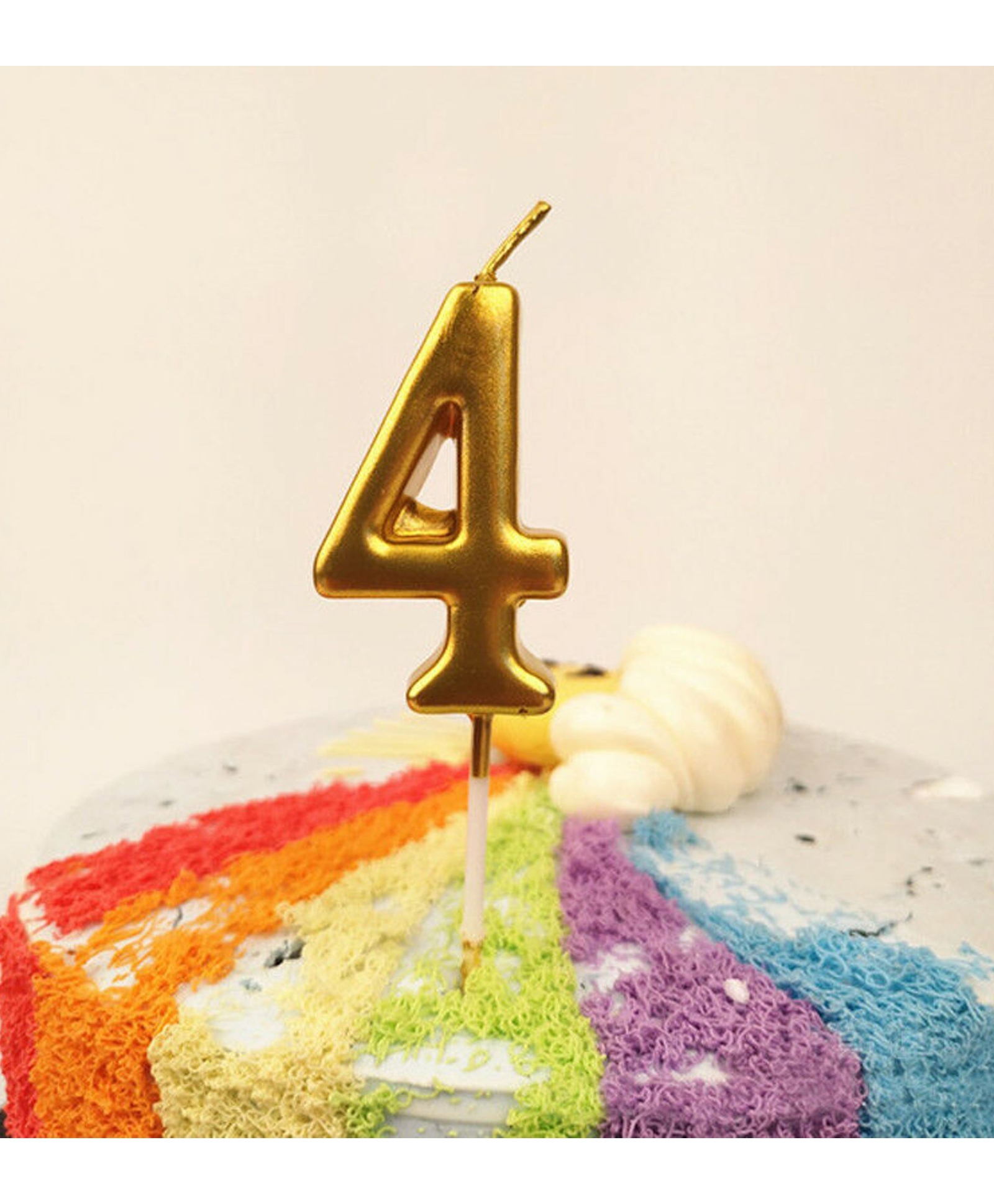 Funcart Numerical Cake Topper Candle Number 4 - Golden-picture-31