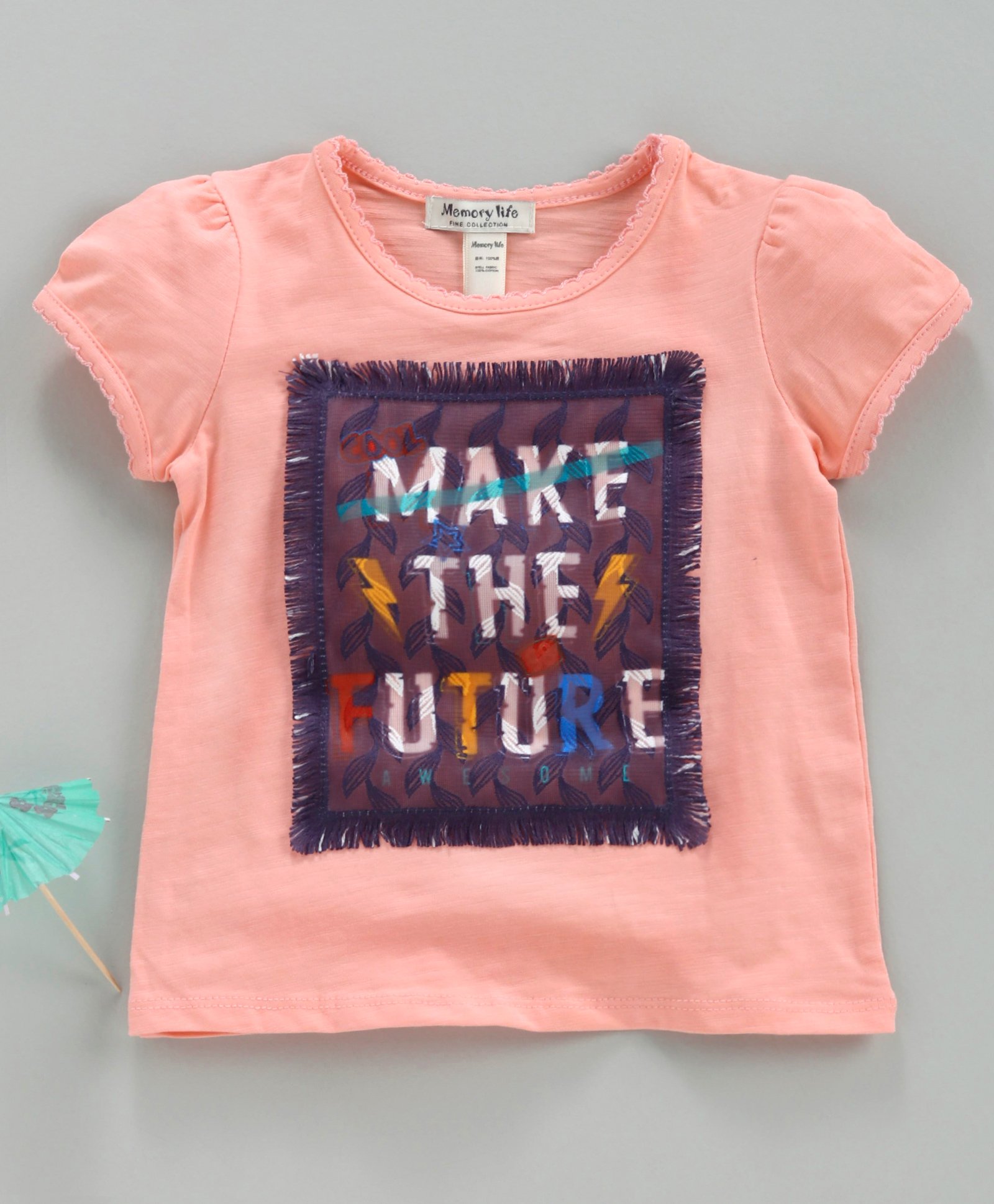 Memory Life Short Sleeves Tee Future Print - Peach-picture-15