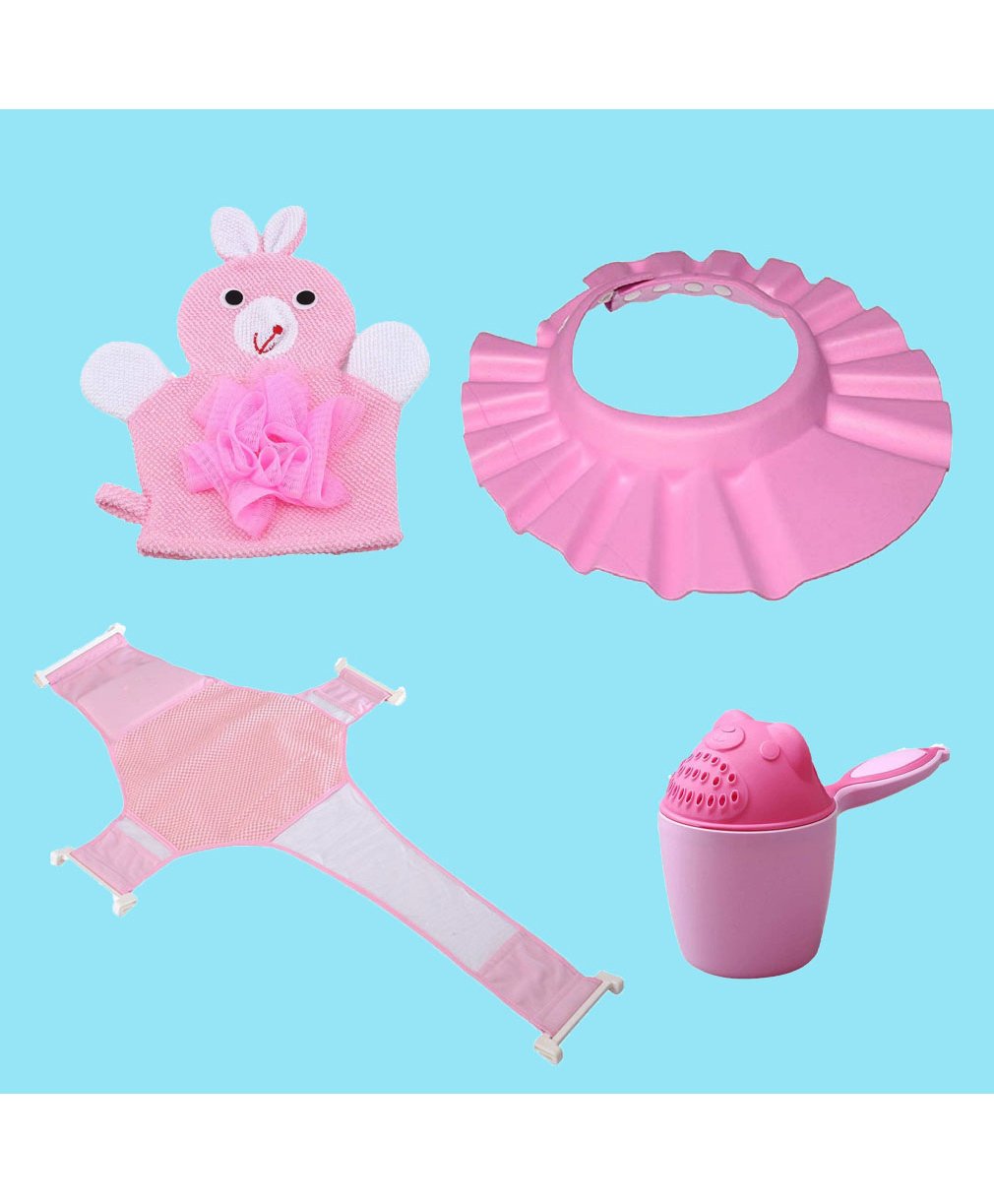 Syga Baby Bath Accessories Combo Pink - Pack of 4-picture-19