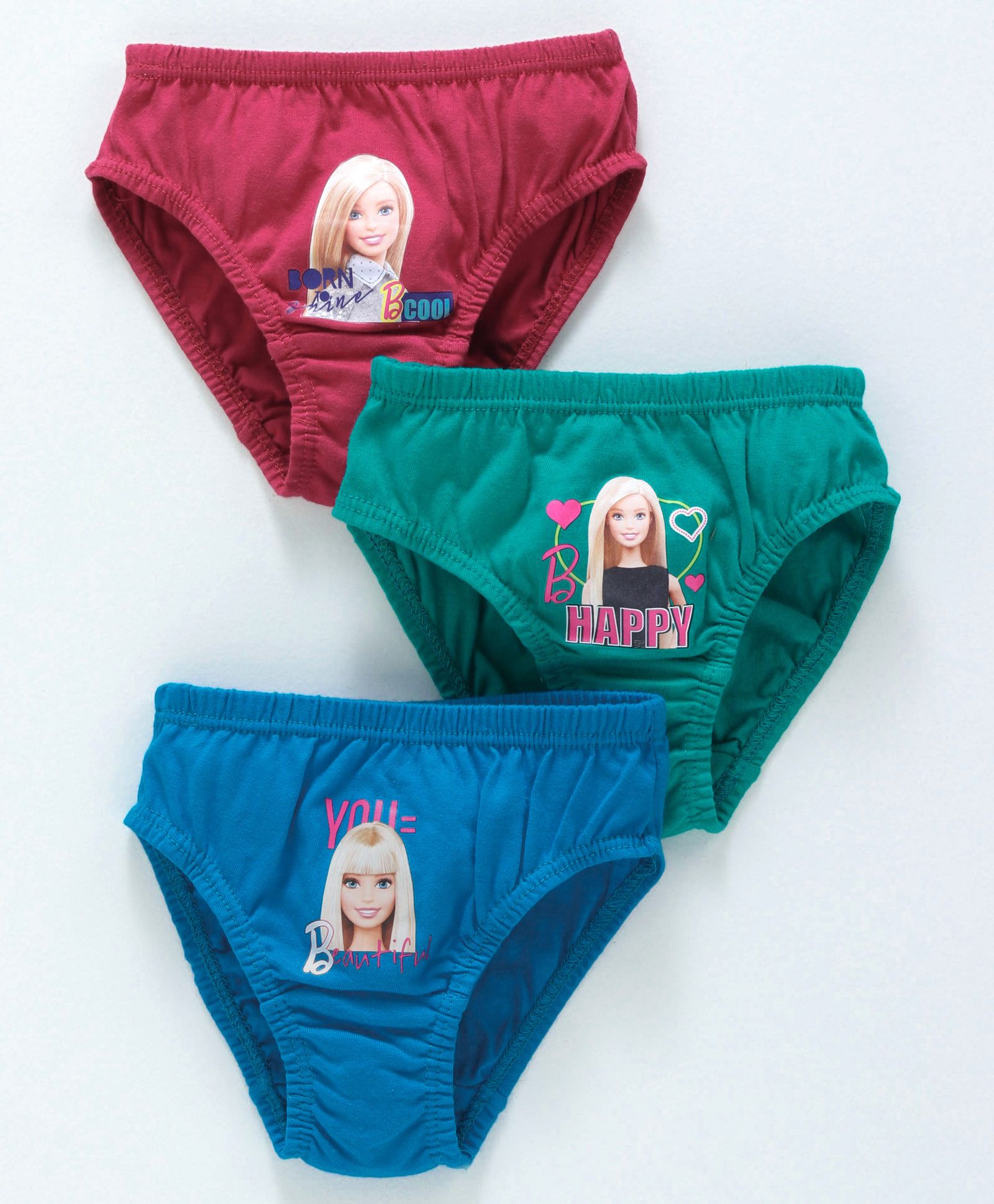 Red Rose Panties Barbie Print Pack of 3 - Red Green Blue-image-39