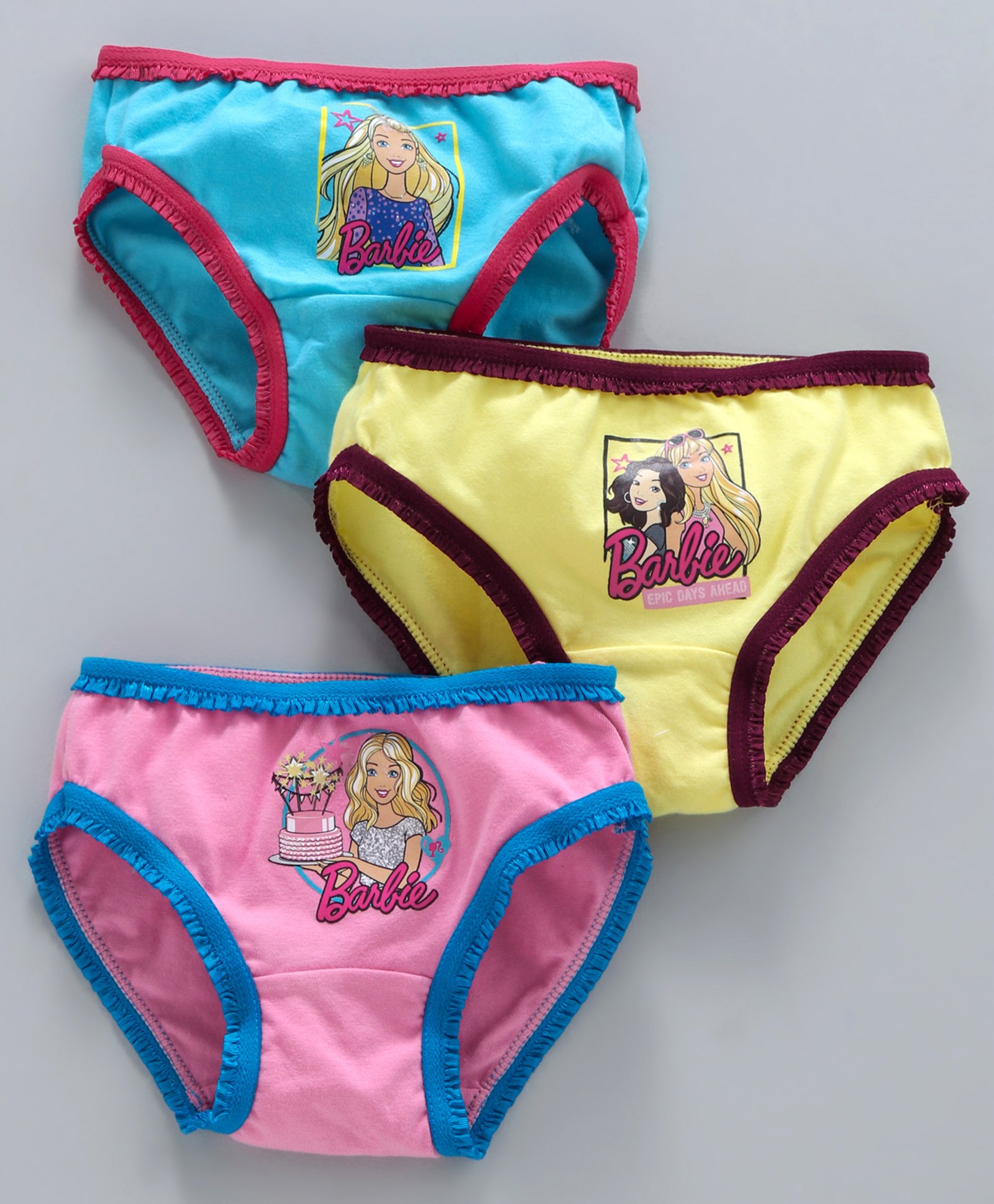 Red Rose Panties Barbie Print Pack of 3 - Pink Blue Yellow-image-31