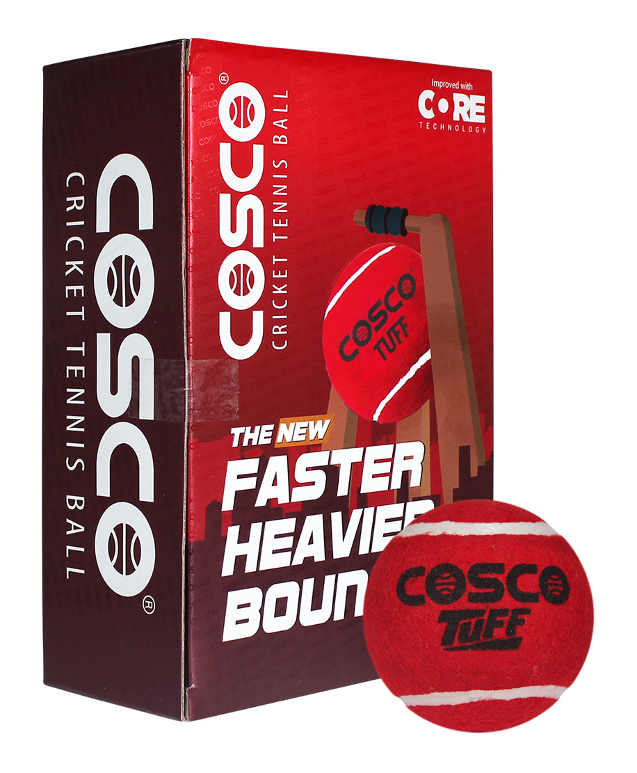 Cosco Tuff Heavy Cricket Tennis Ball - 6 Balls In One Box Red-image-34