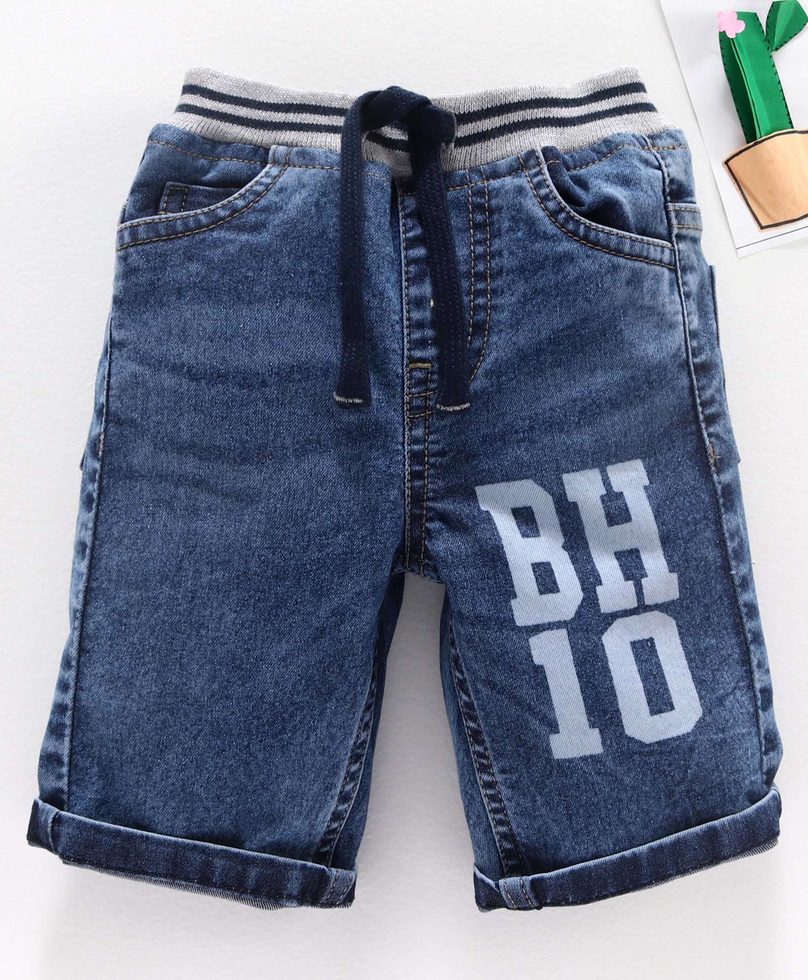 drawstring denim capris