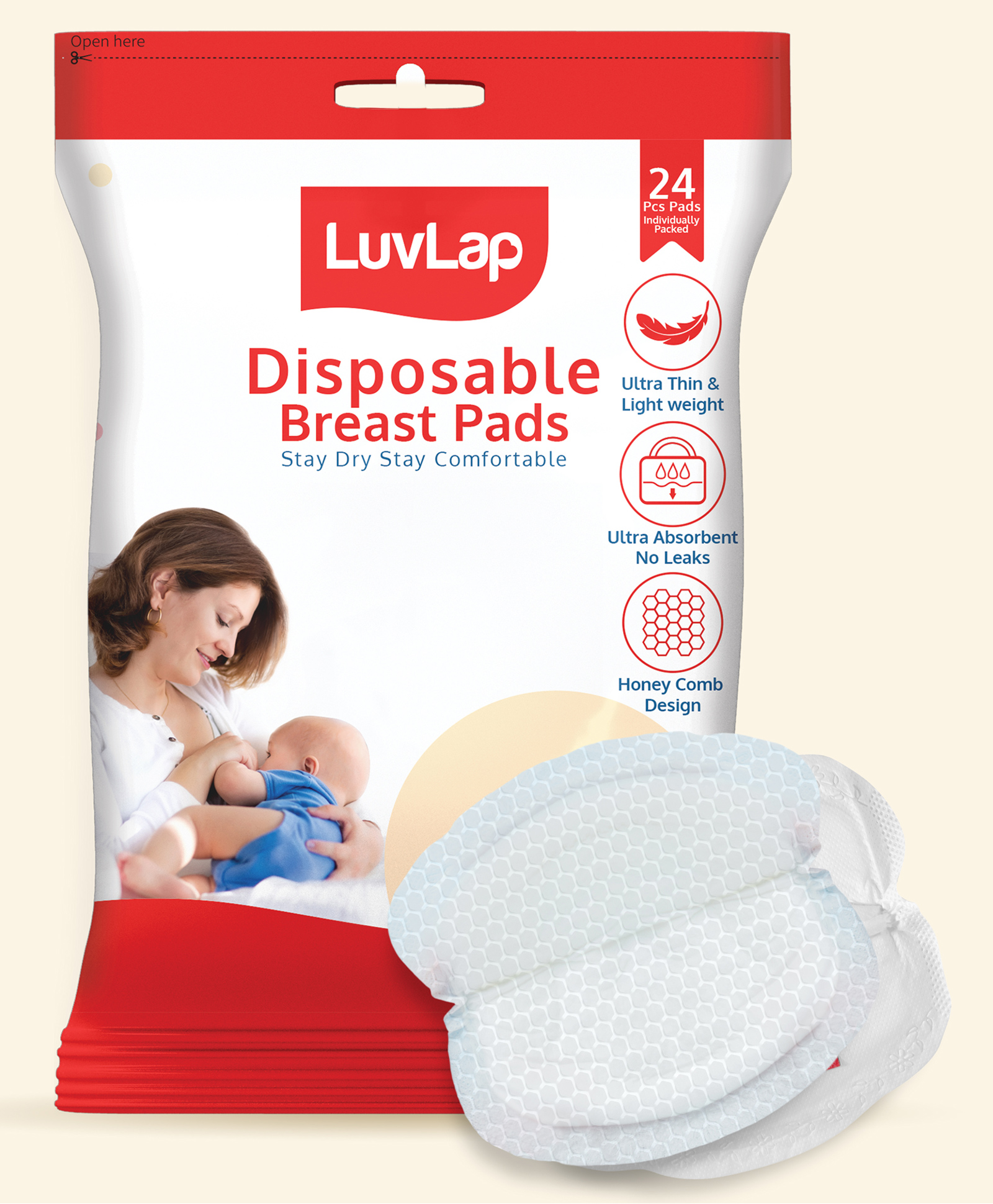 LuvLap Disposable Breast Pads - 24 Pieces-image-39