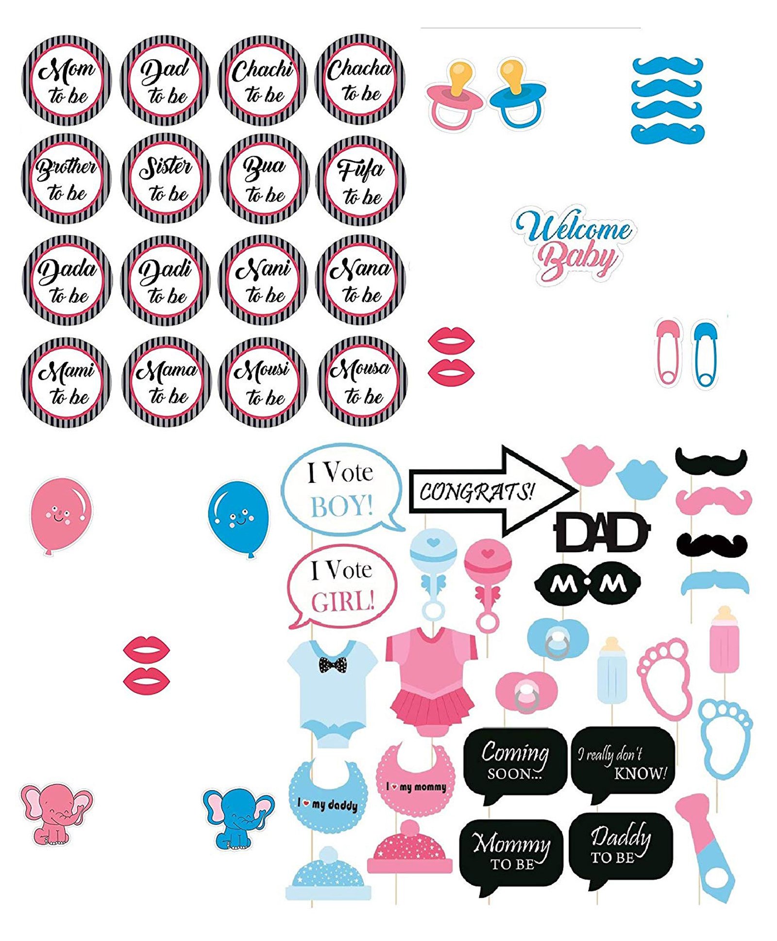 Syga Baby Shower Badges Combo Multicolour - Pack Of 30-picture-21