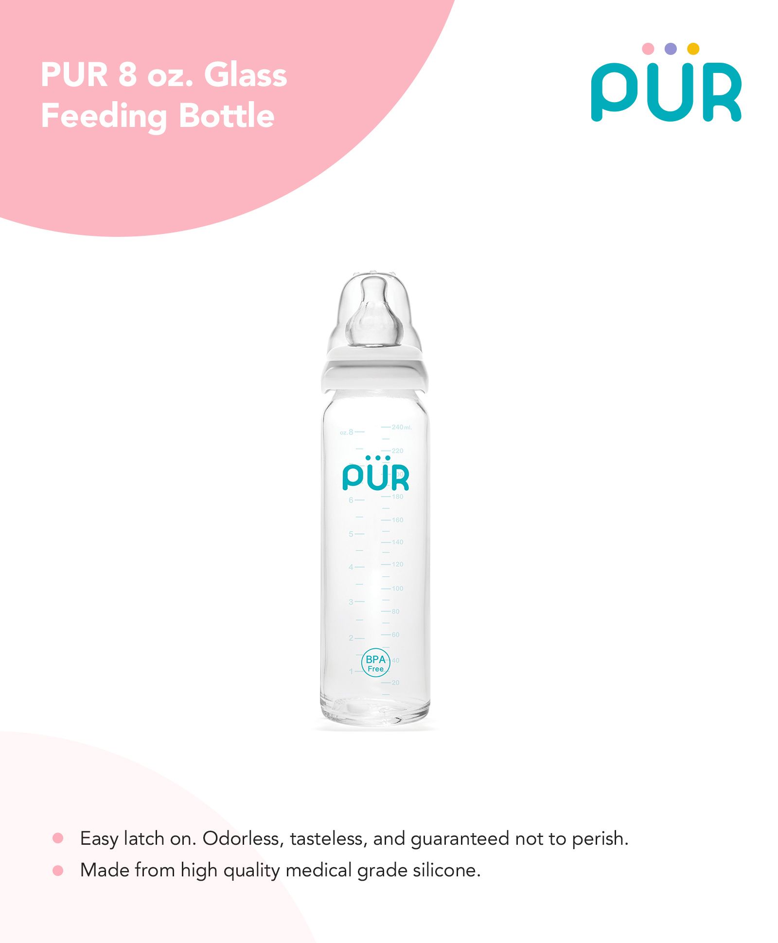 pur glass feeding bottle