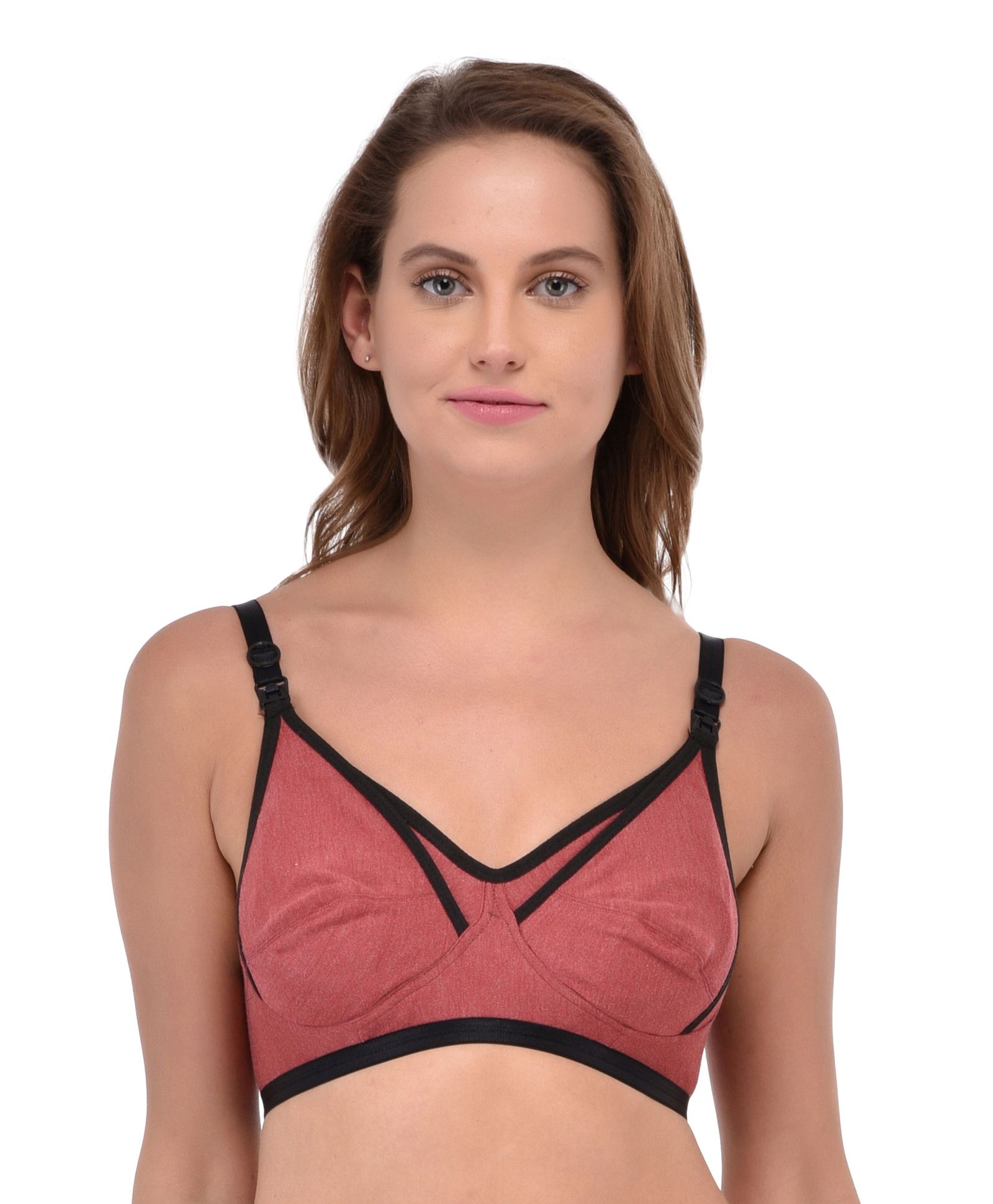 Fabme Non-Wired Seamless Nursing Bra - Maroon-image-2