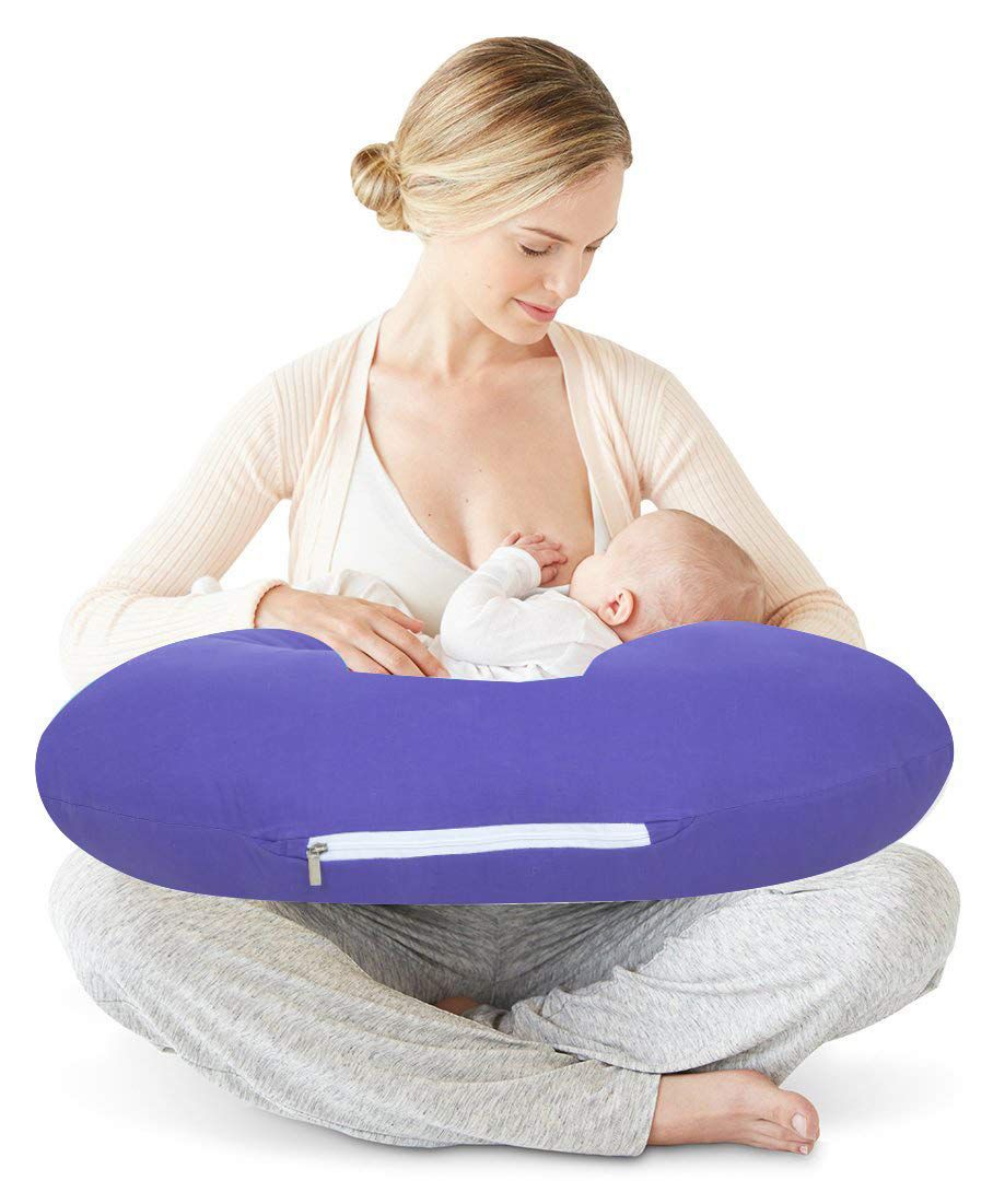 Get It 100% Cotton Breast feeding Recron Pillow Removable Cover with Zip Buckle Adjust Nursing - Purple-picture-18