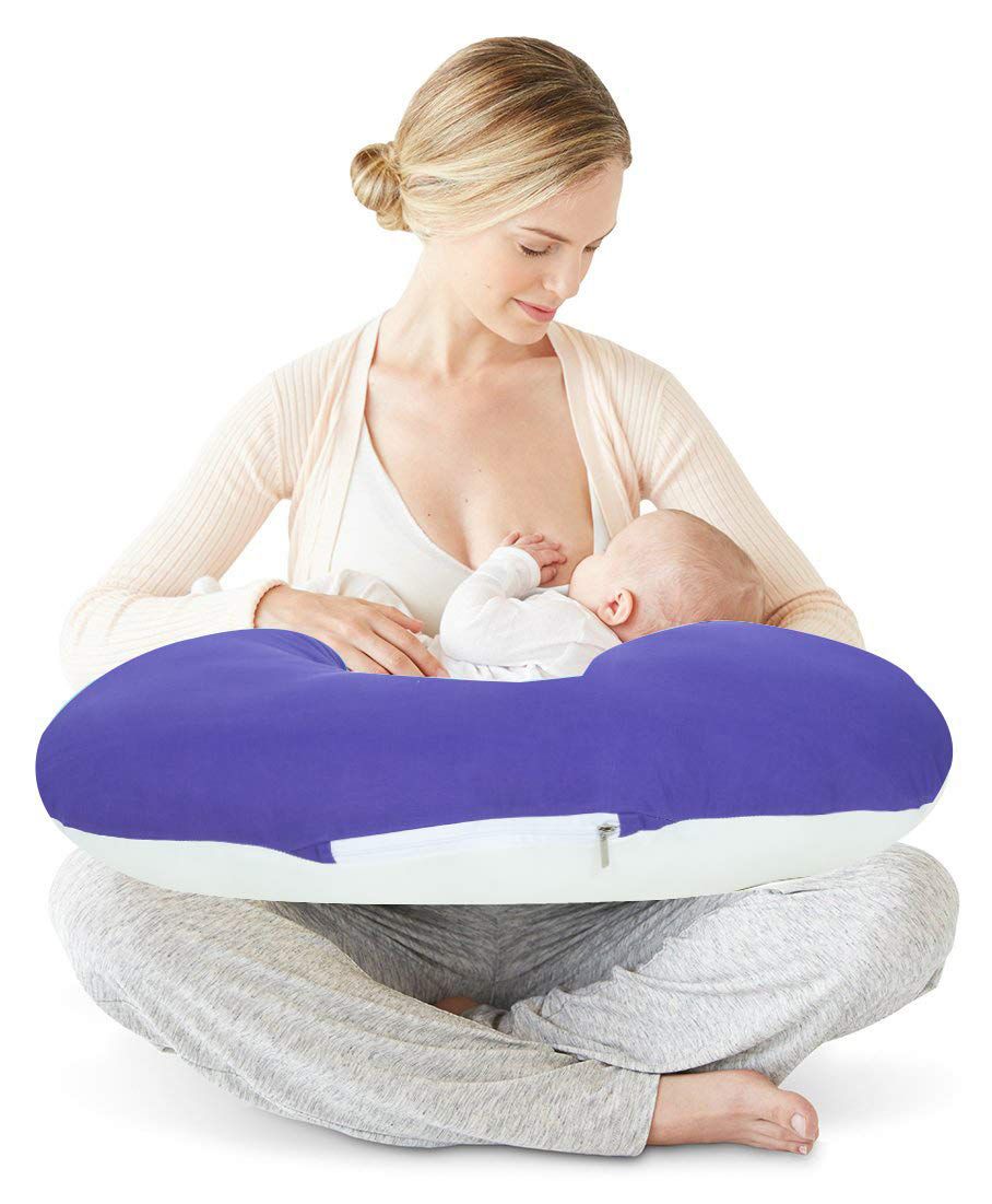Get It 100% Cotton Breast feeding Recron Pillow Removable Cover with Zip Buckle Adjust Nursing - Purple Beige-picture-23