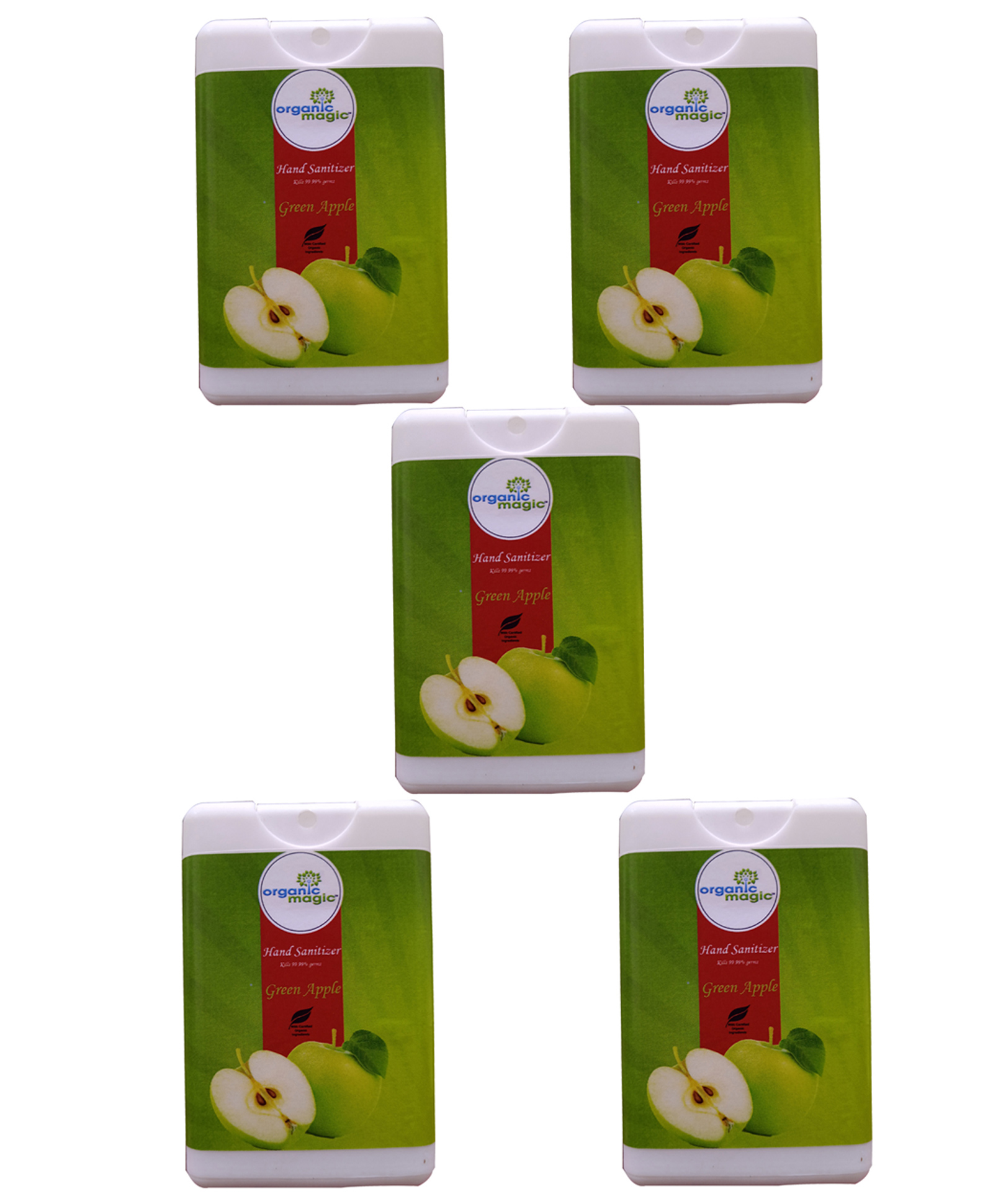 Organic Magic Pocket Hand Sanitizer Green Apple Pack of 5 - 18 ml Each-image-24