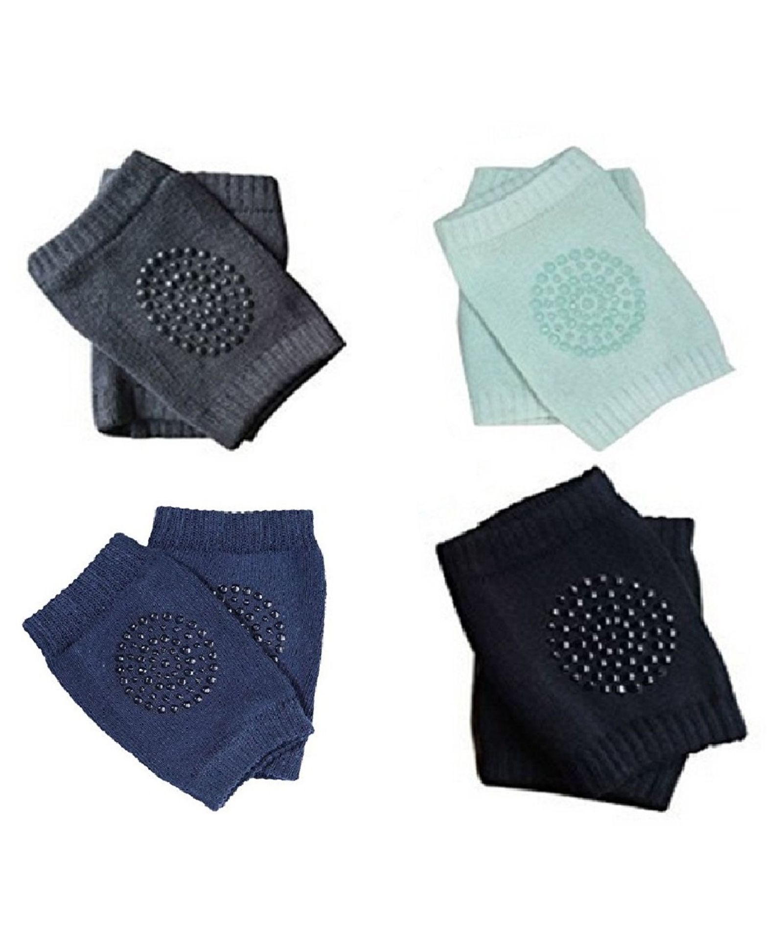Babymoon AntiSlip Stretchable KneeCap Elbow Safety Protector Set Of 4 - Navy, Turquoise, Black & Grey-image-38